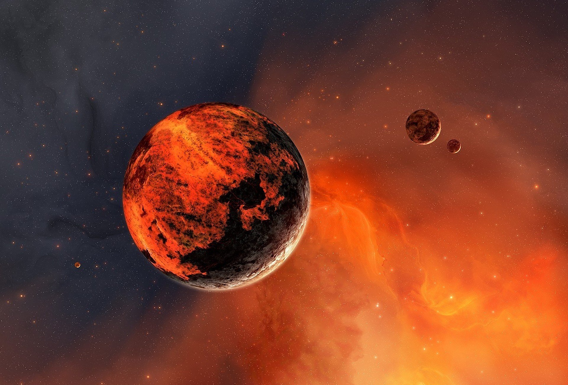 art joejesus space planet satellites star nebula