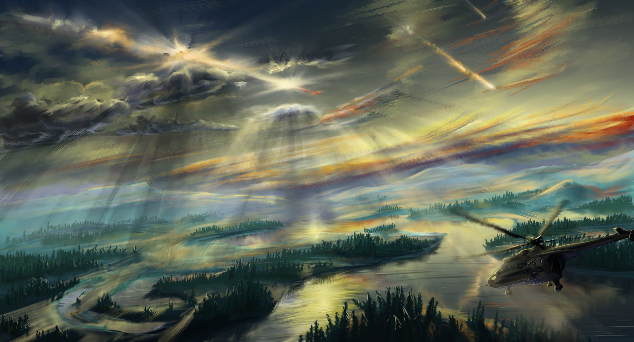 Drawing of the apocalypse of the great taiga