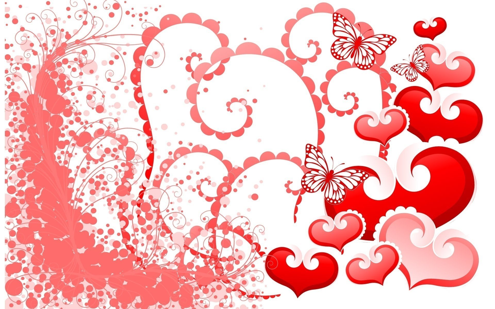 Pattern of red butterflies and hearts