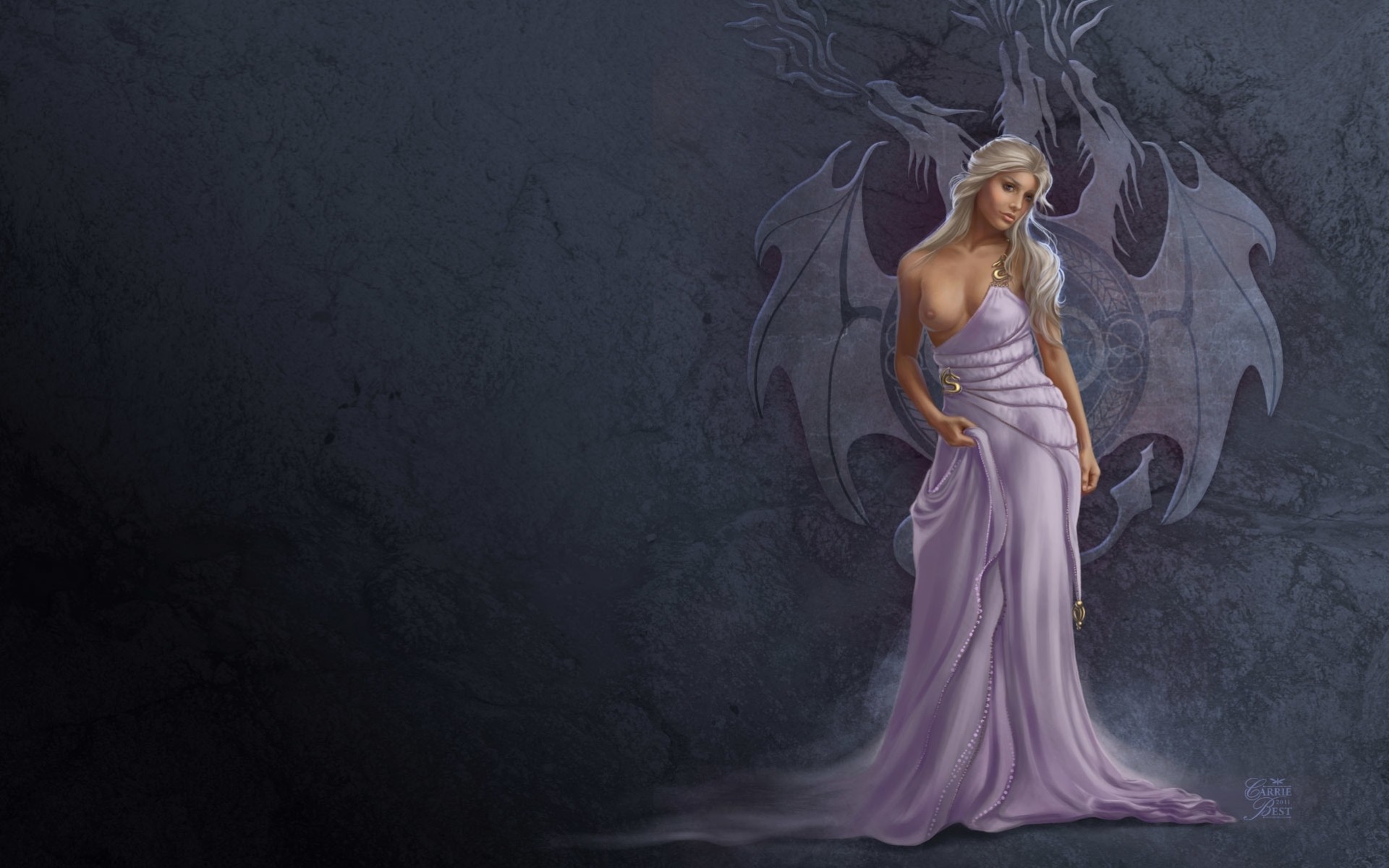 art girl background breasts daenerys targaryen dragon dress game of thrones
