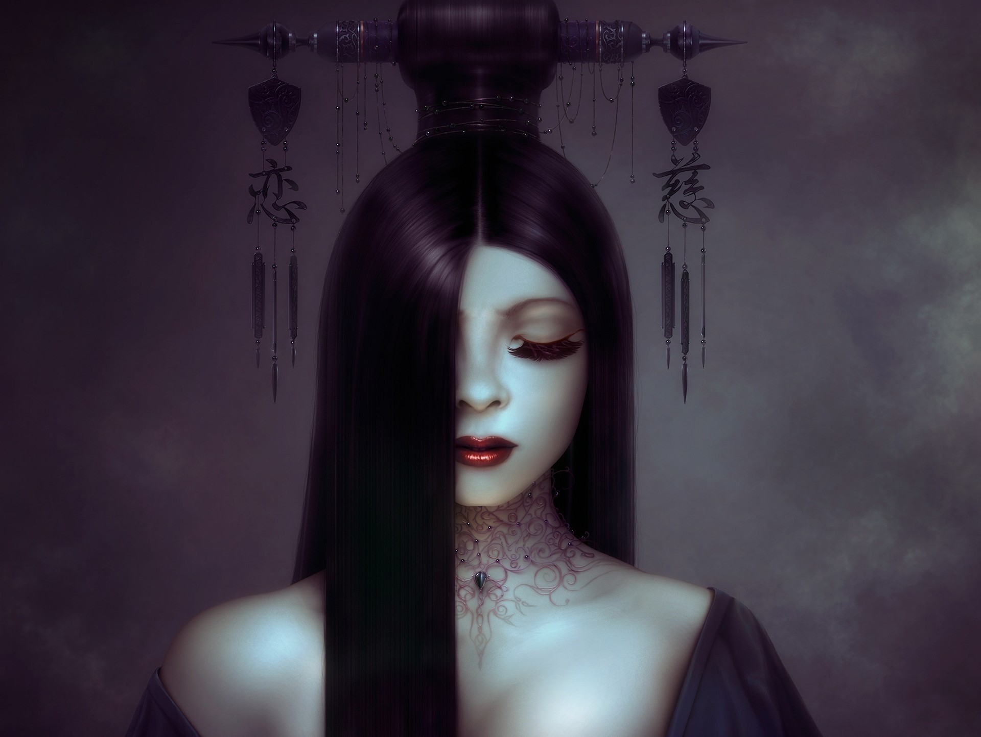 art girl hair decoration light rays eyelash characters