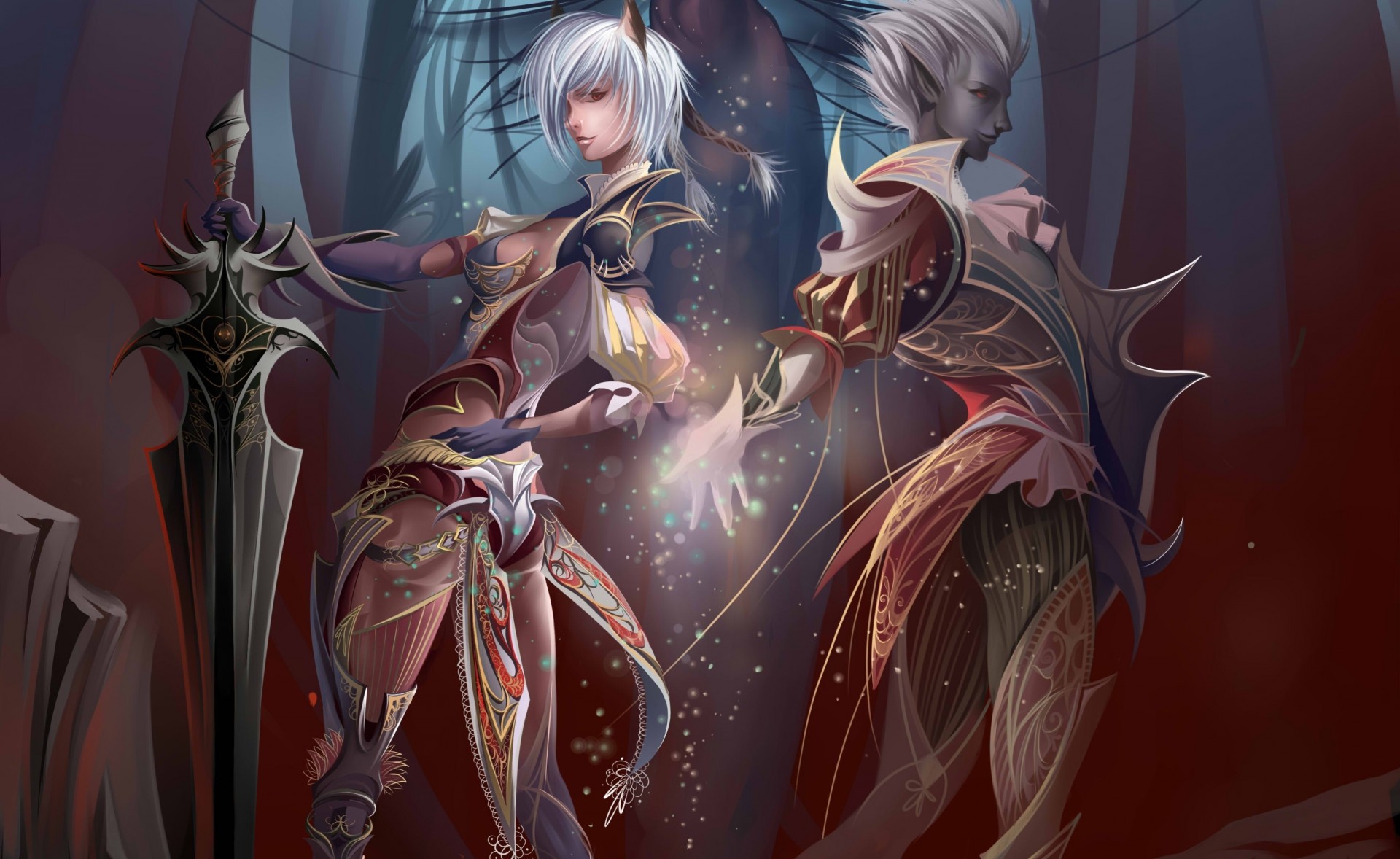 stones art girl sword magic elf man rock anastasia bulgakov