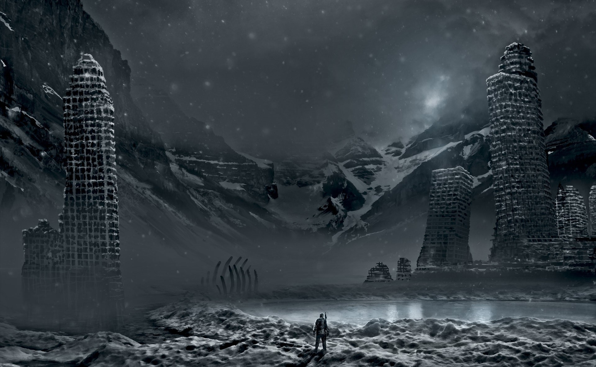 art weapon lake comics town skeleton snow crackers ruins moe romance of the apocalypse mountain winter alexiuss