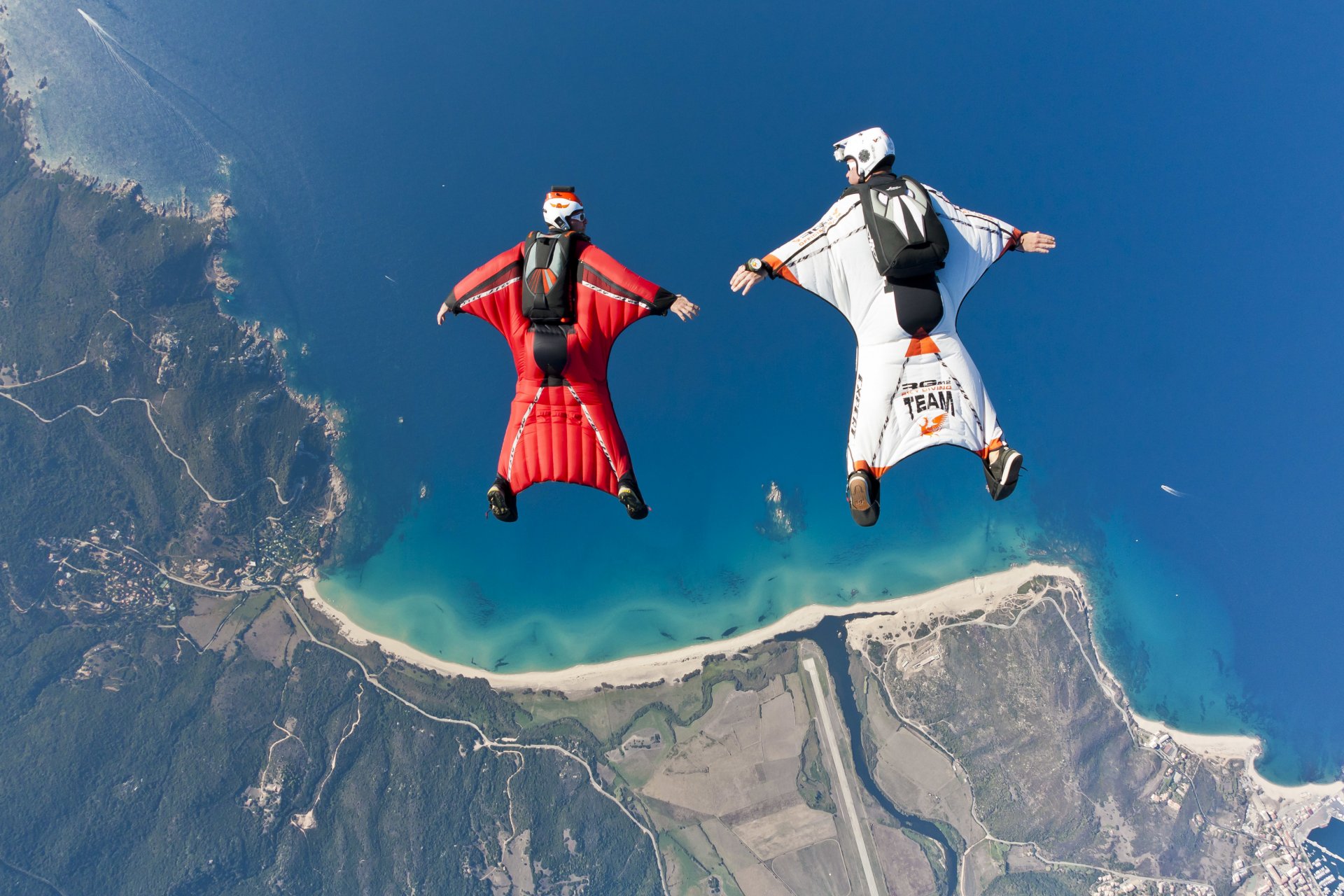 wingsuit drivers formation fs beach sea boat reef river helmet trailers parachute extreme sports