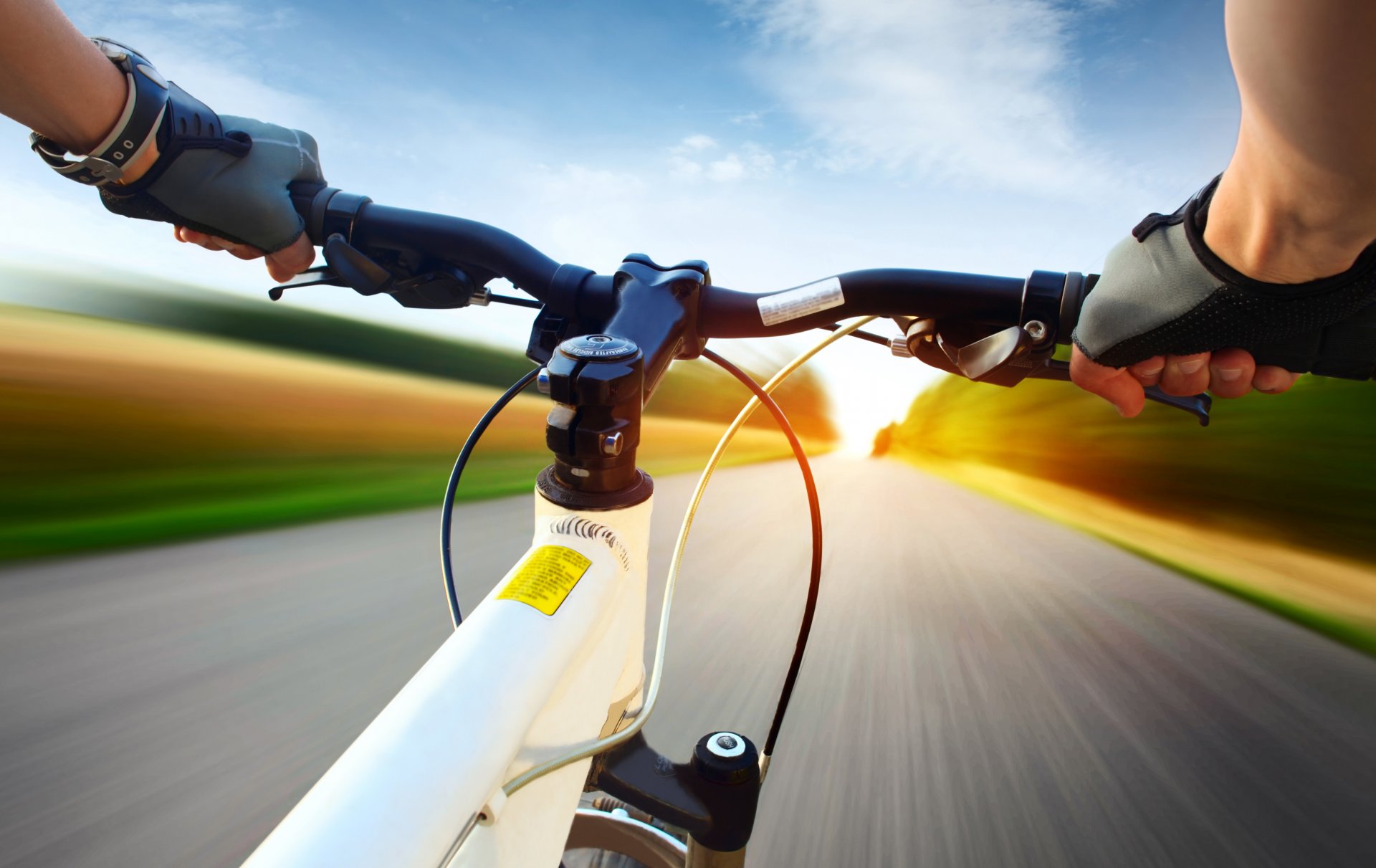 sports bike cycling views on first face rider racer extreme speed road target beautiful background travel blur bokeh wallpaper.
