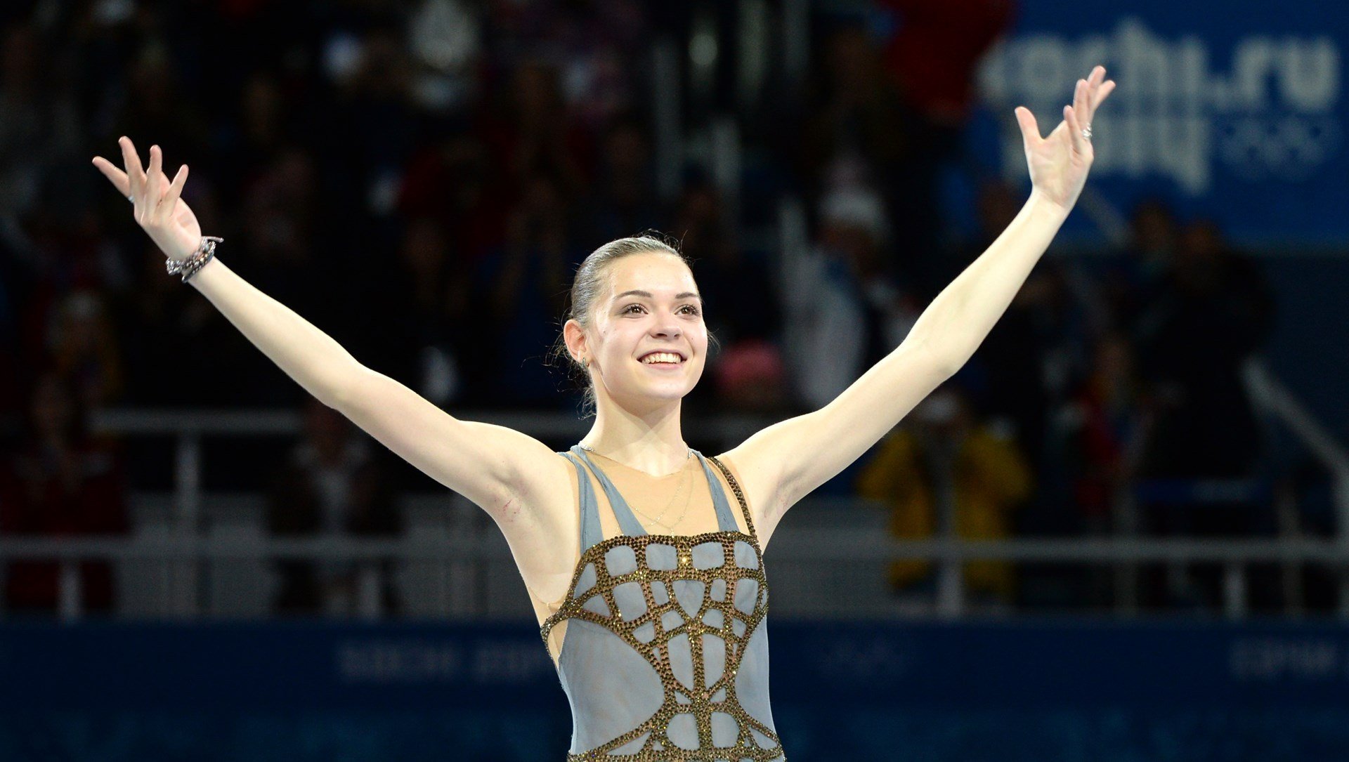 adelina sotnikova figure skating skater happiness victory olympic champion sochi 2014 sochi 2014 olympic winter games xxii olympic winter games russia gold smile