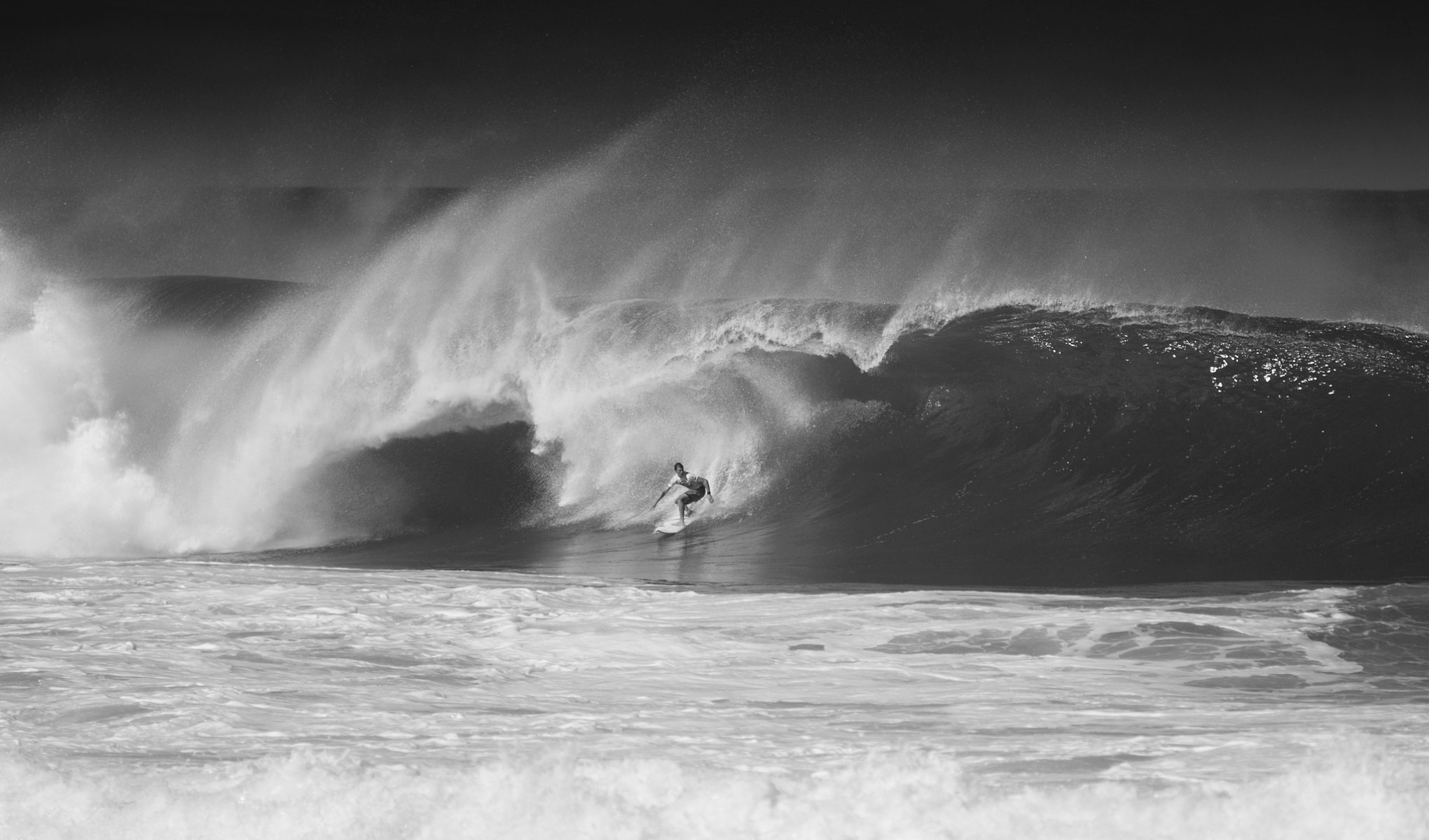 north shore oahu hawaii cerfigist wave ocean black-and- white photo
