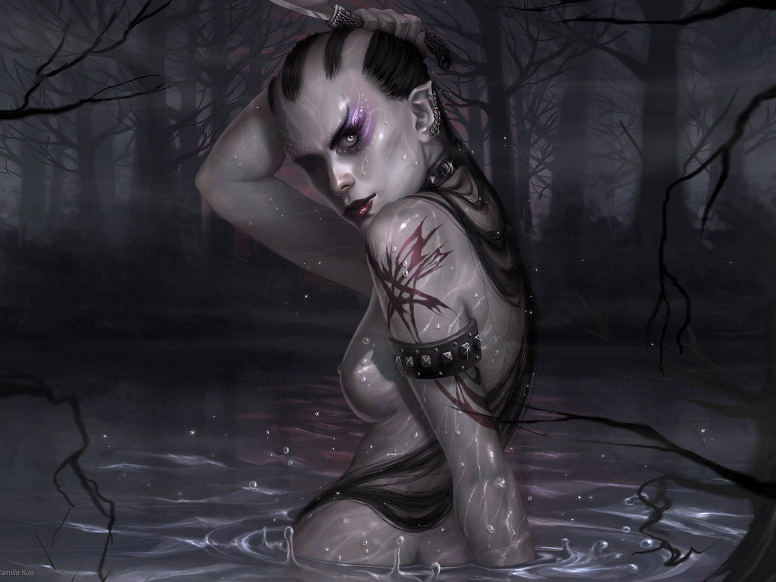 water knife bog darkness