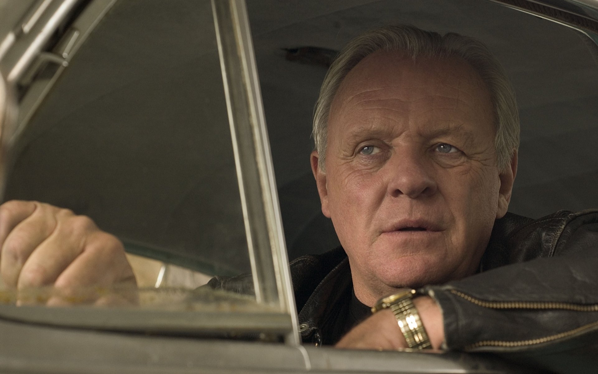 anthony hopkins men face view film fastest indian the world's fastest indian in the car background