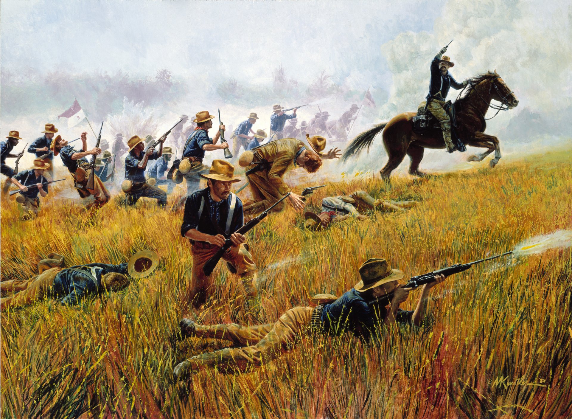 kavboi rough riders by mort kunstler kettle hill santiago cuba july 1 war horse