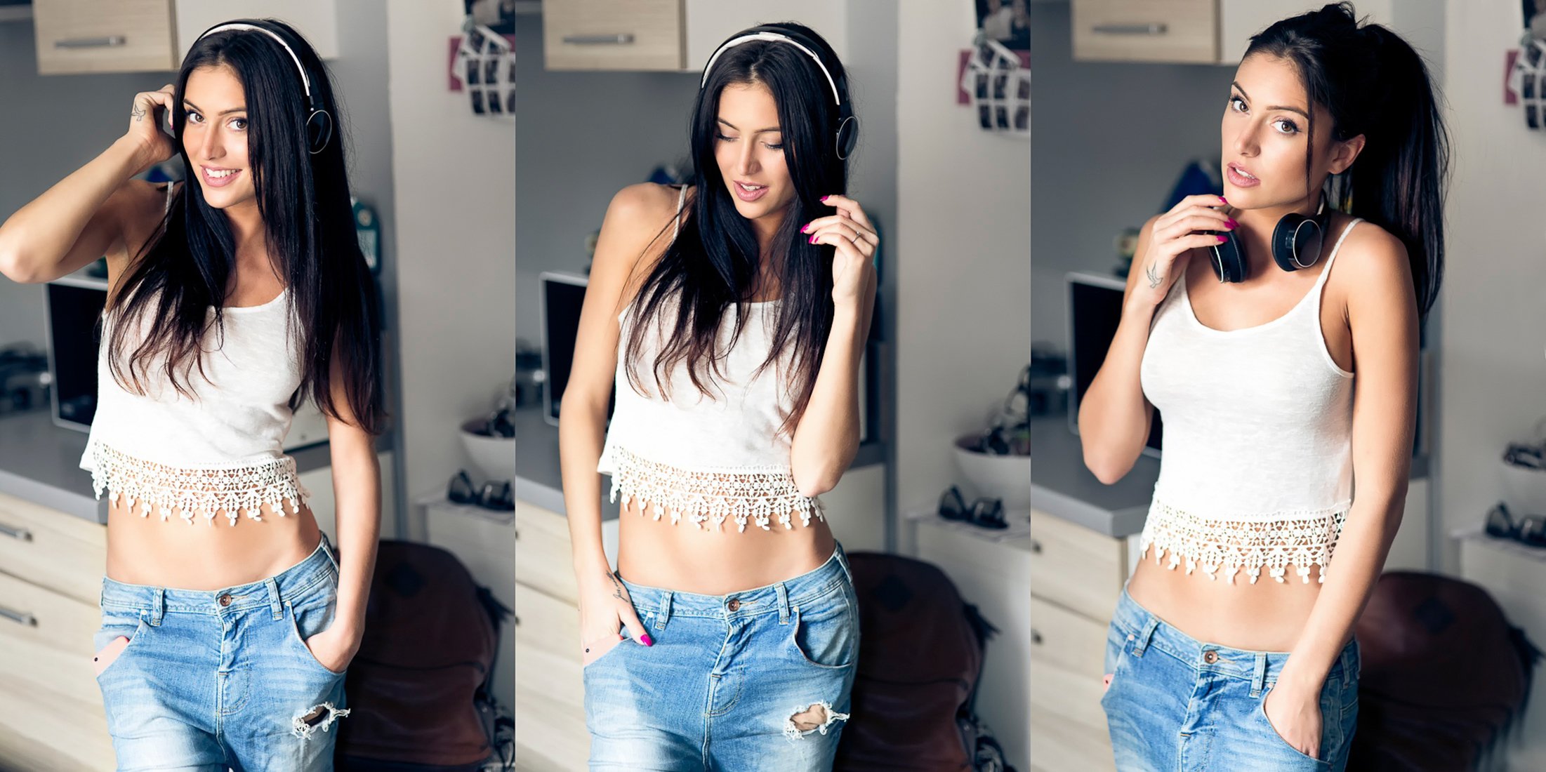 emiliec girl headphones smile music