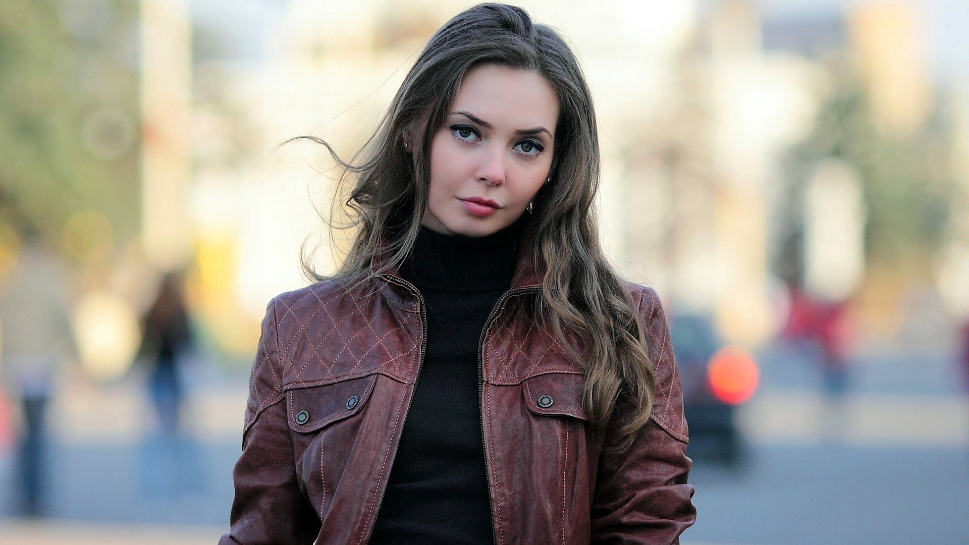 oksana malakhov brunette face view hair street