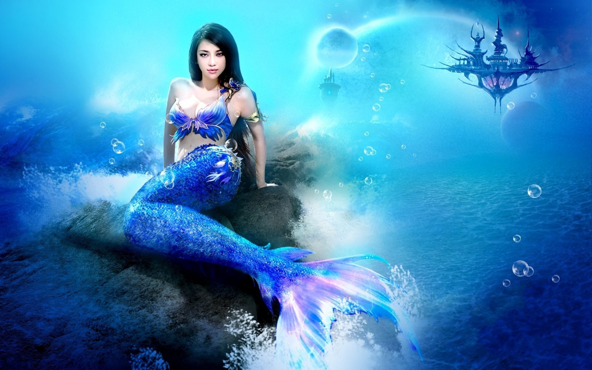 Beautiful mermaid in the underwater kingdom