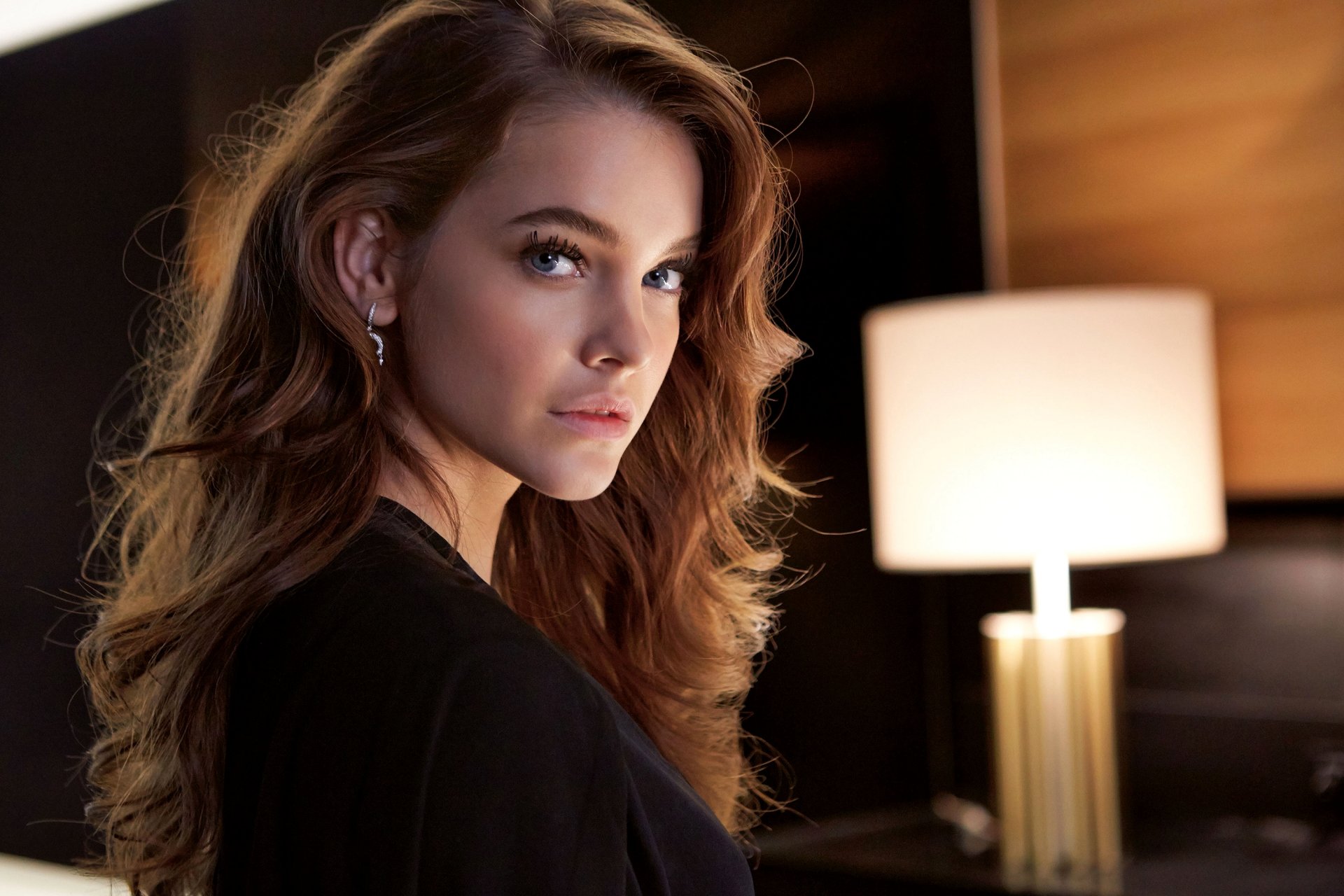 barbara palvin victoria's secret angel model brown hair girl blue eyes face view hair long light