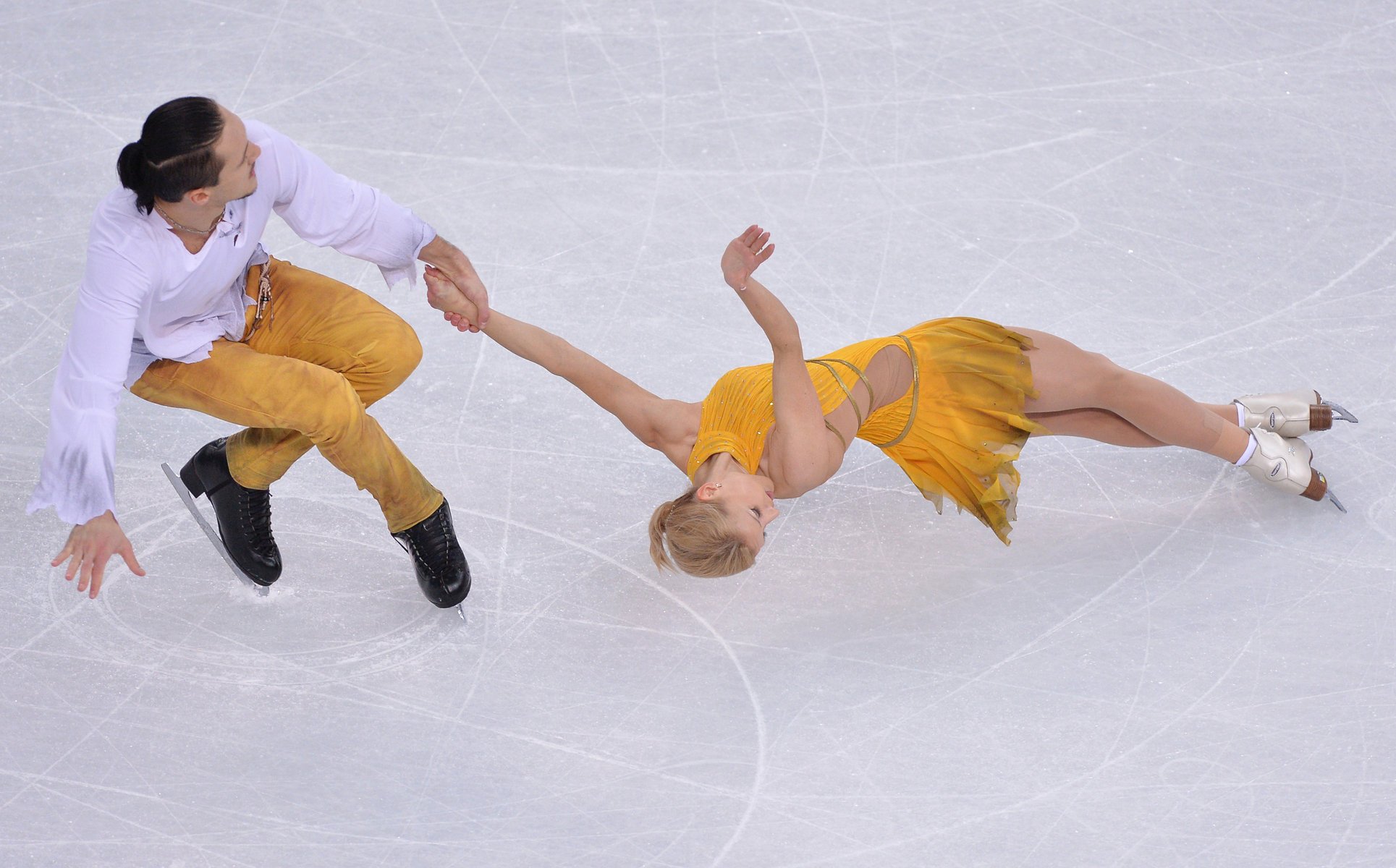 Figure skaters on the Olympic ice in Sochi