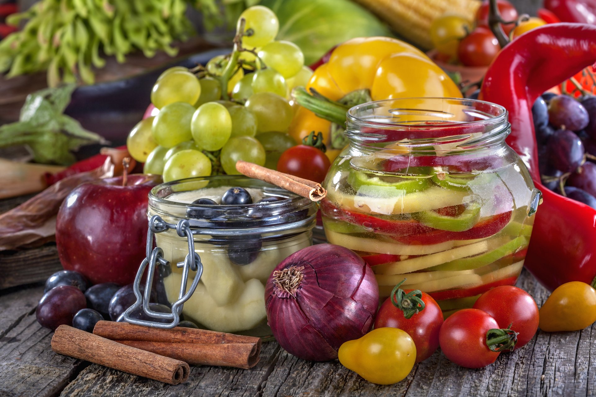 canning of the blank fruits vegetables torment tomatoes paprika grapes apples cinnamon banks