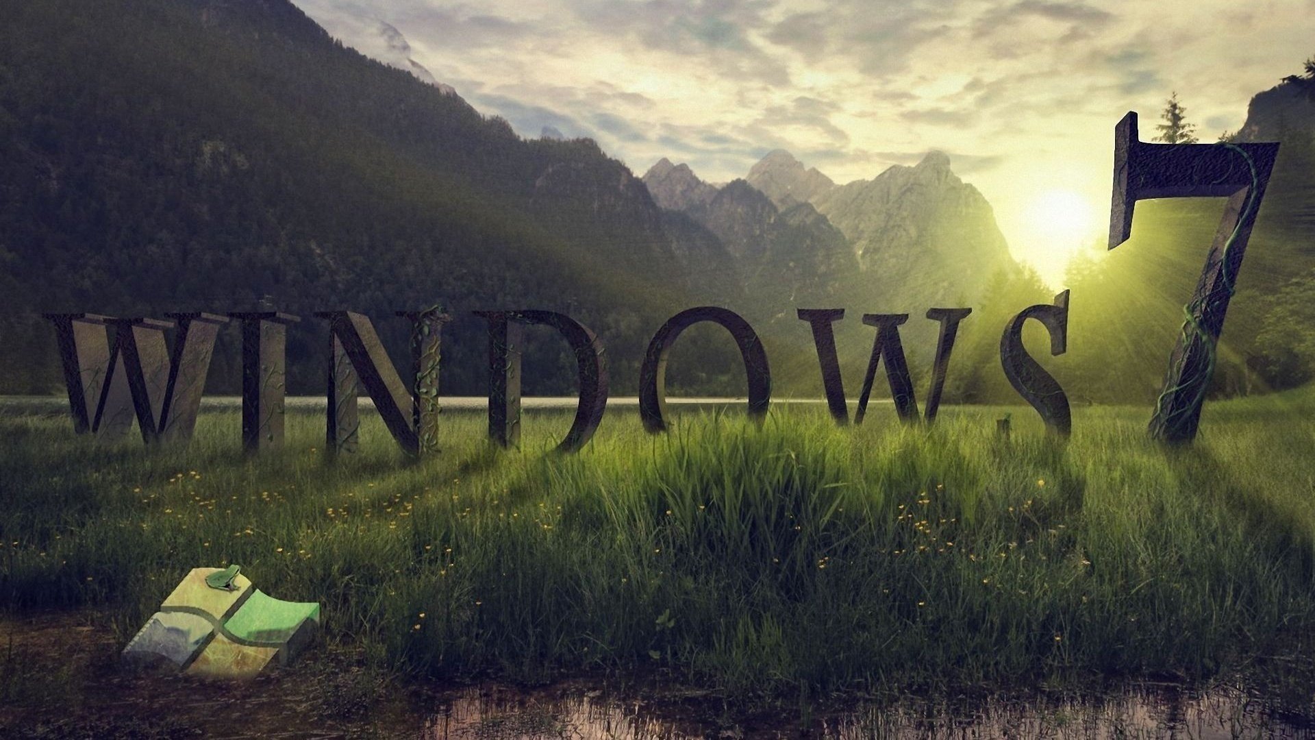 Windows Seven screensaver is green