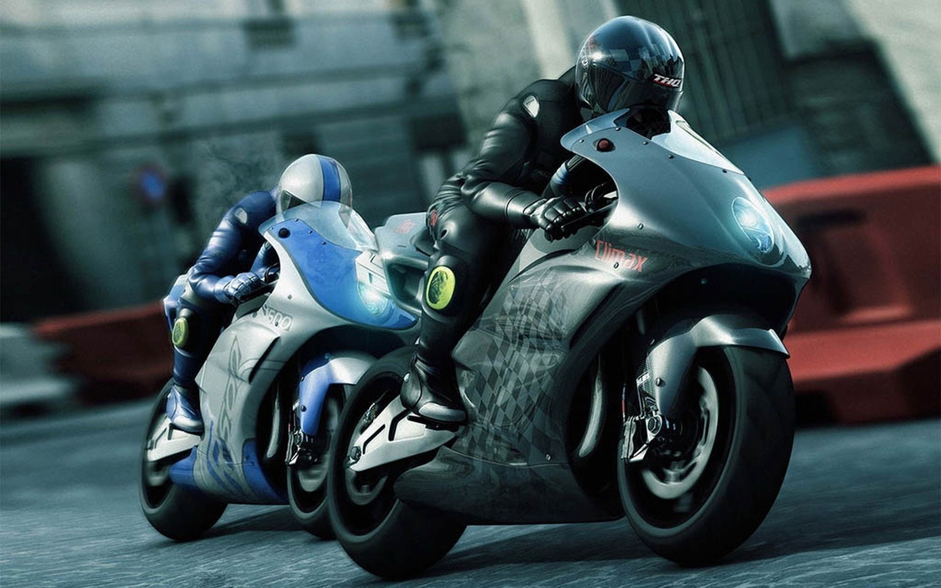 Racers ride stylish motorcycles