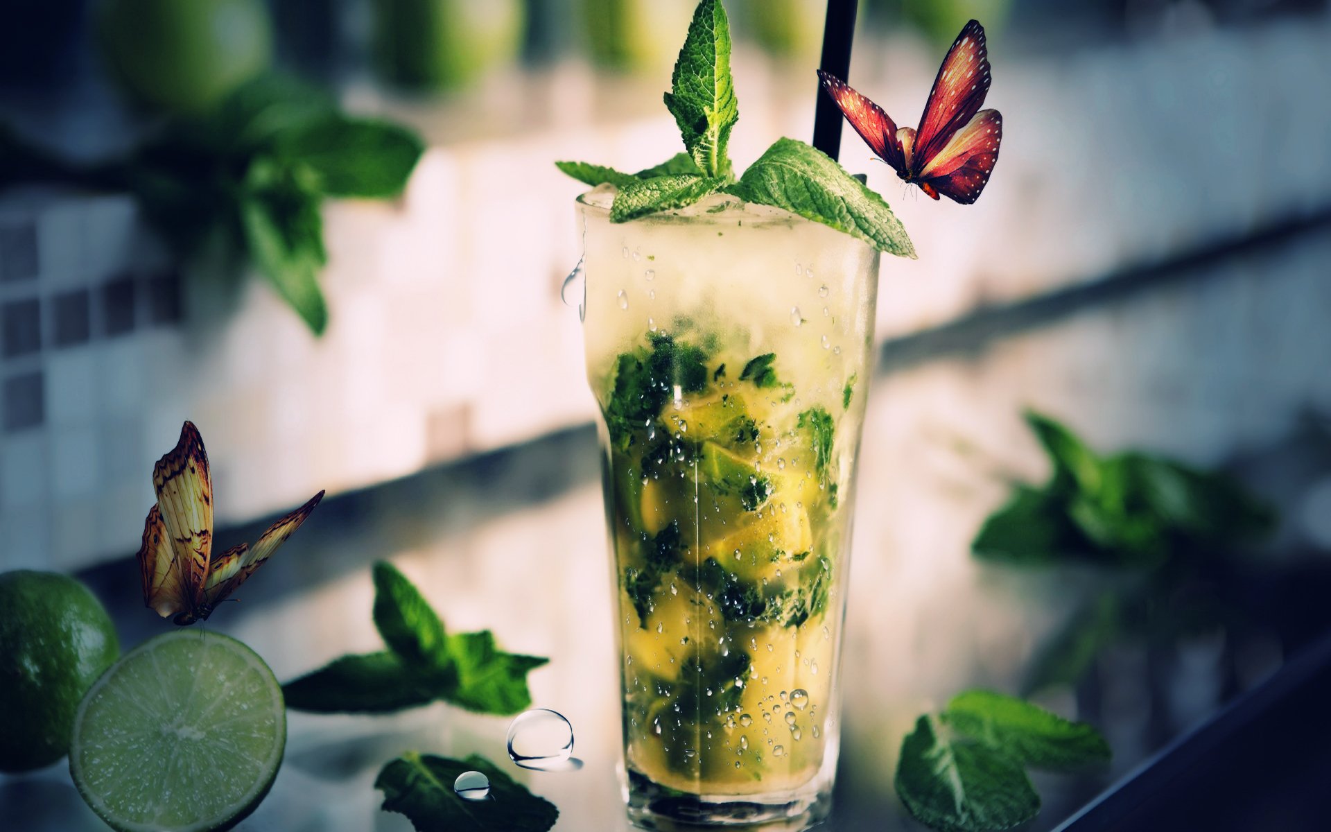 mojito cocktail butterfly