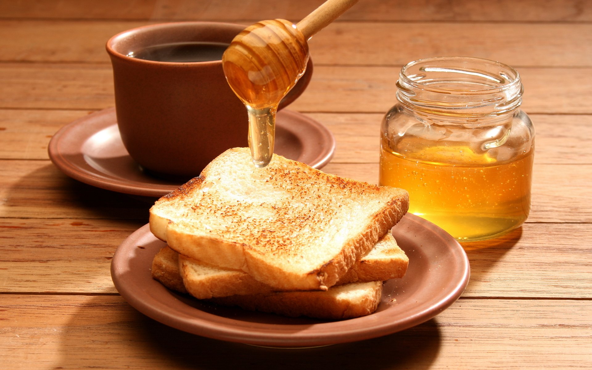 toast of the bank honey food delicious breakfast cup coffee tea