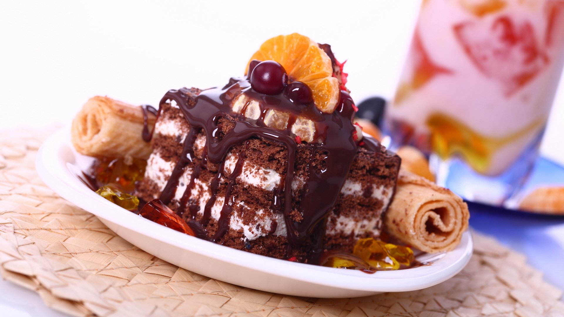 cake chocolate dessert sweet food cream orange sweets 1920x1080
