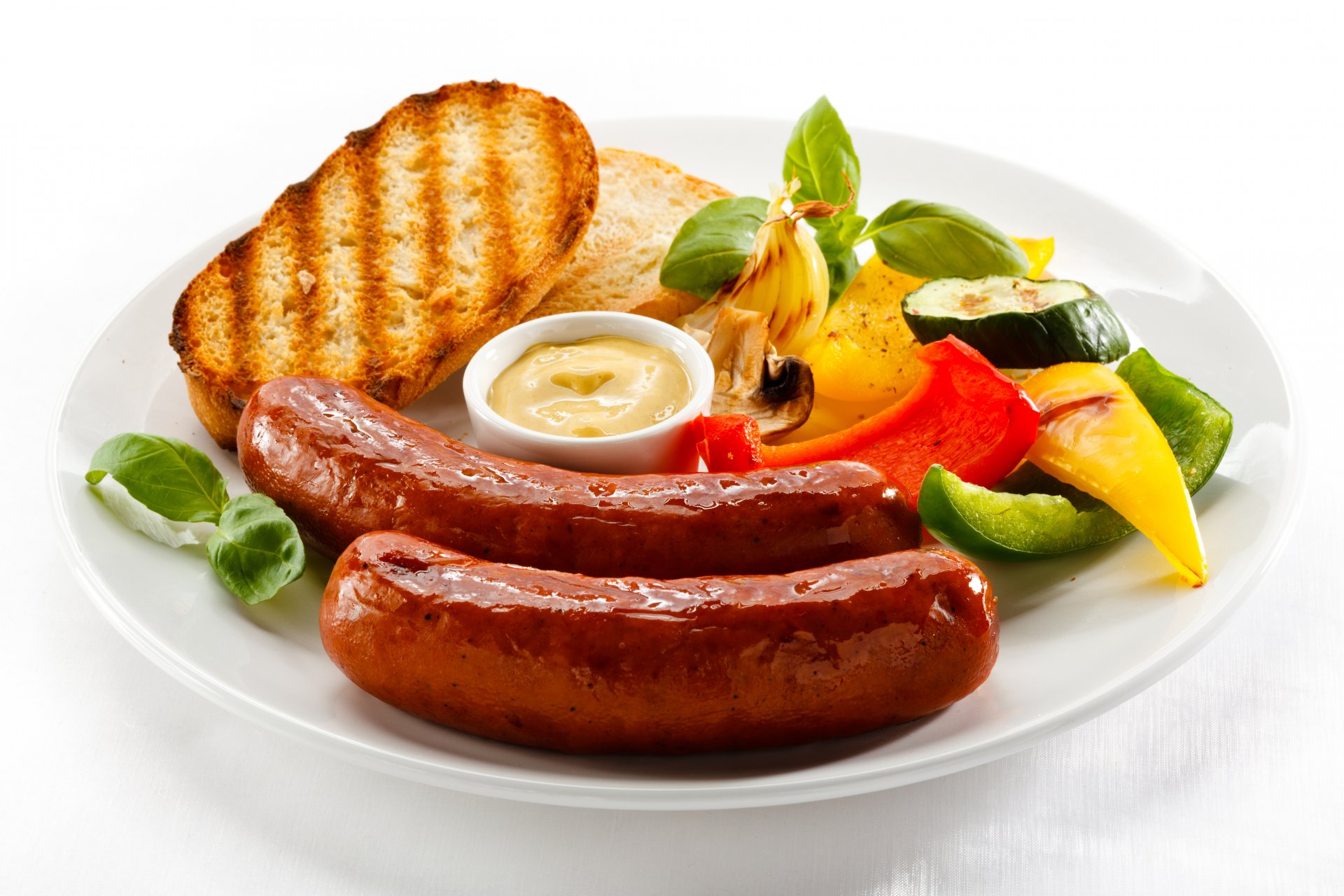 sausage sauce bread vegetables food