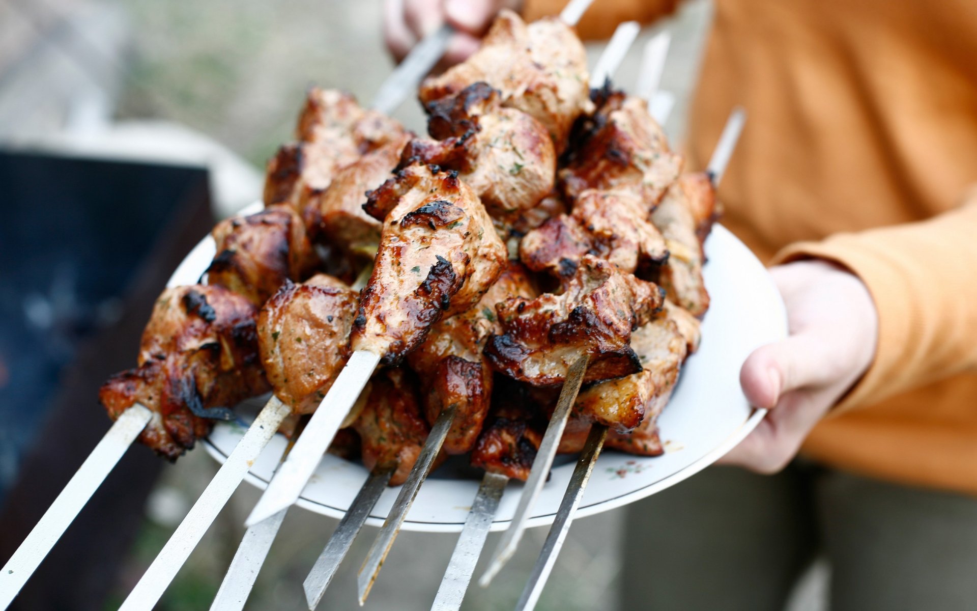 skewers meat delicious summer