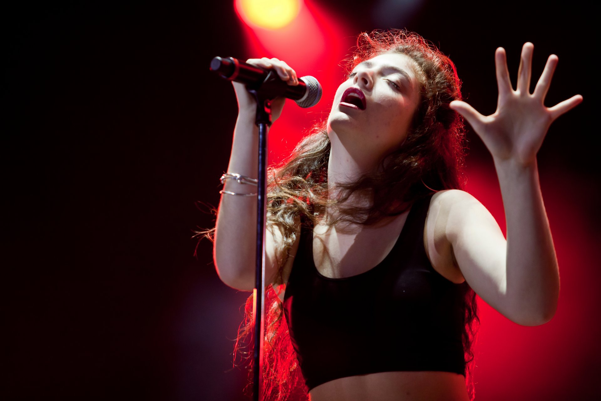 lorde lord new zealand singer songwriter ella maria lani yelich-o'connor lollapalooza pop art indie pop electronics stage microphone