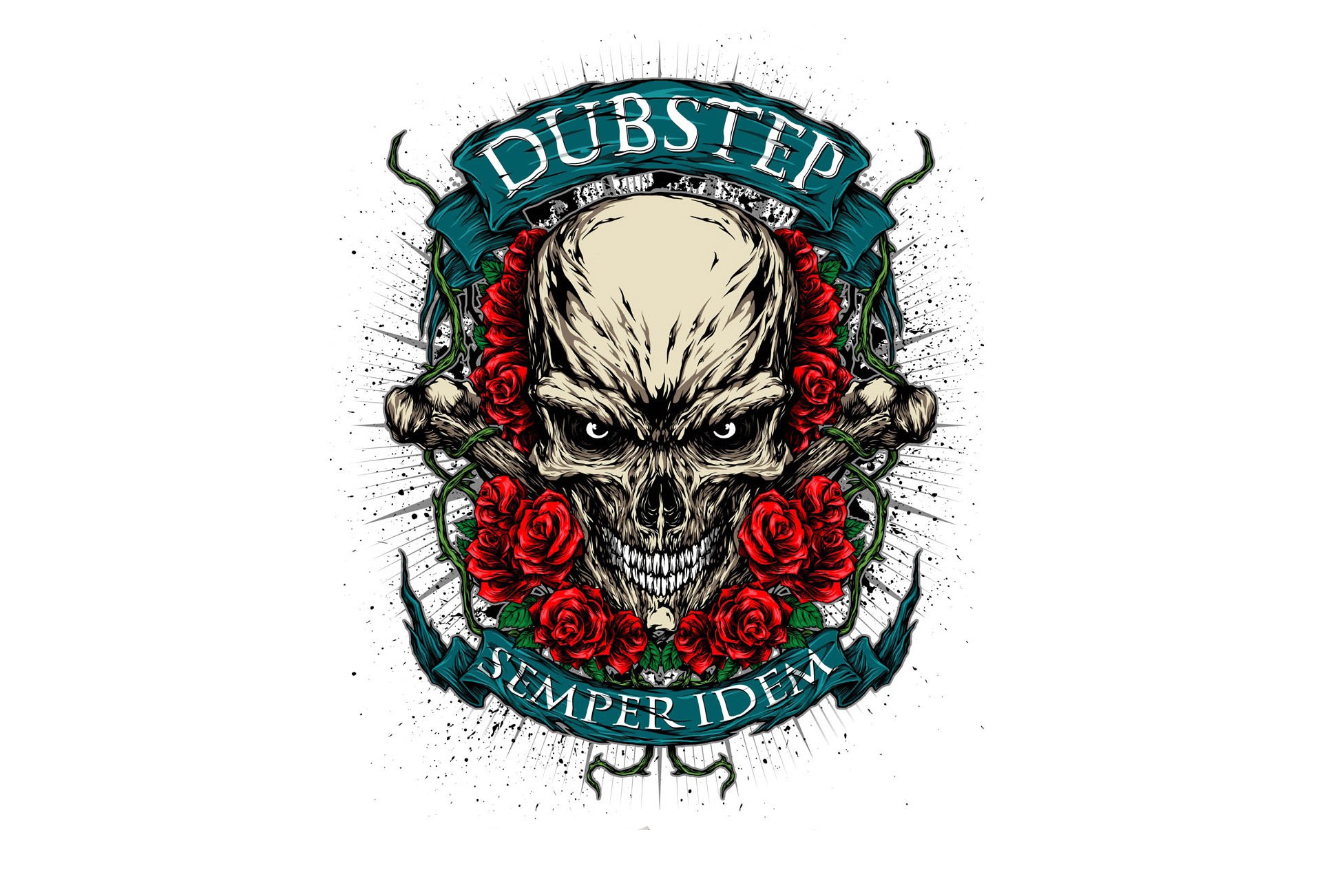 music style destination dubstep semper idem skull flower roses