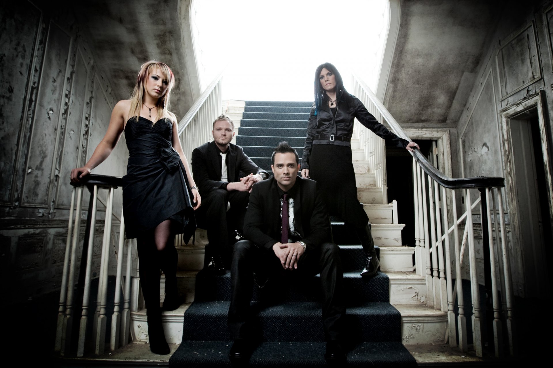 skillet rock the group man girls stairs a step light