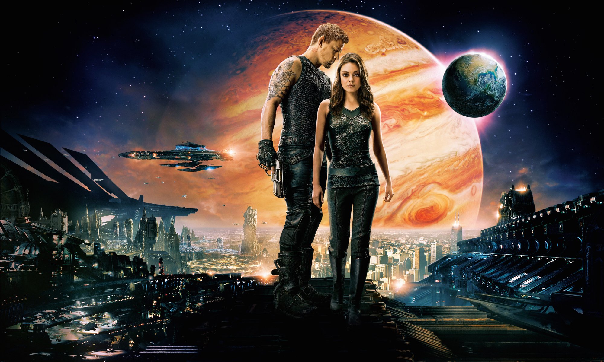 jupiter ascending movie film 2015 channing tatum caine mila kunis jupiter jones village roadshow pictures warner bros. pictures action adventure sci-fi fantasy galaxy boy warrior figther tattoo girl q