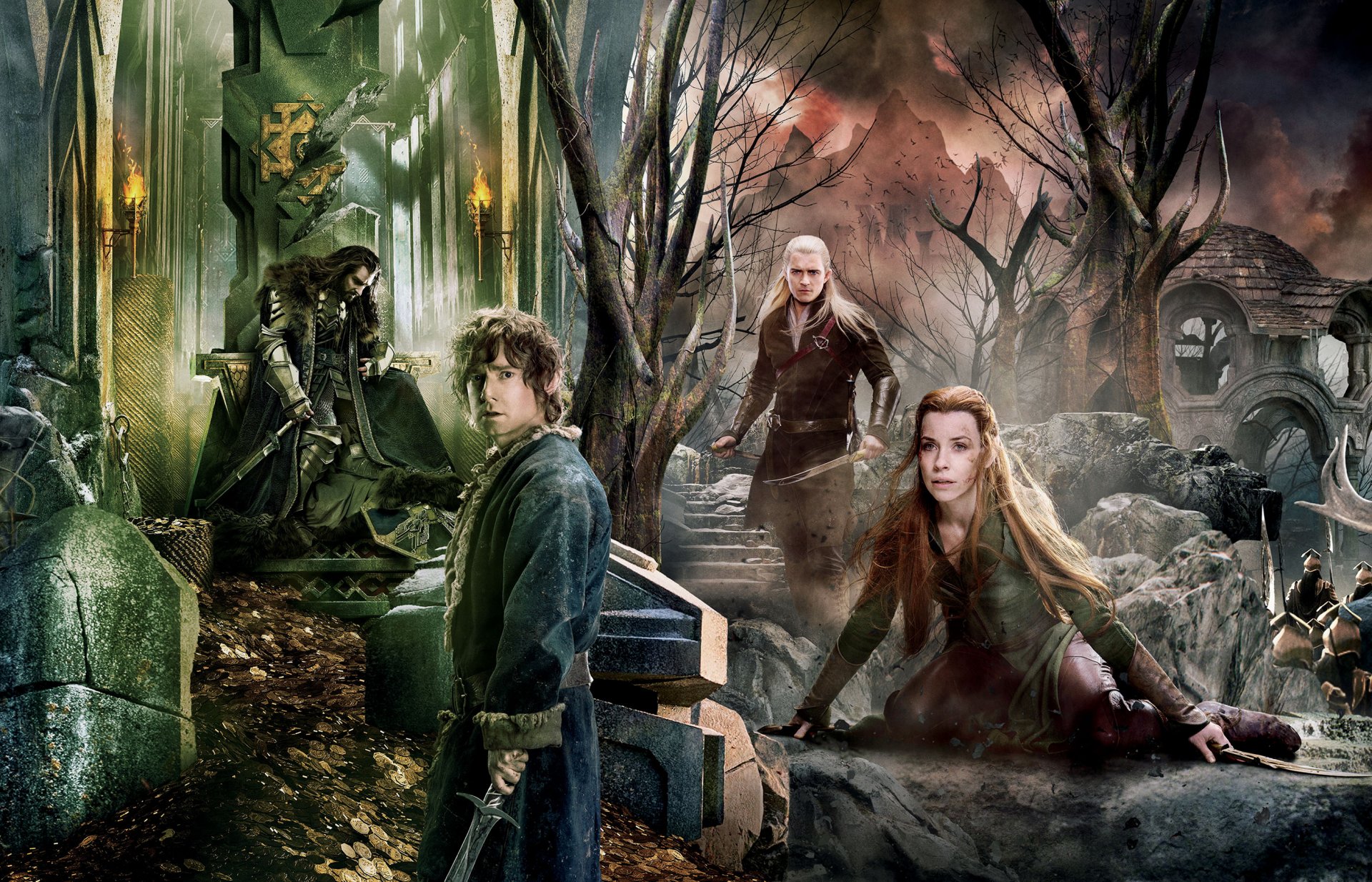 the hobbit: the battle of the five armies 2014 martin freeman bilbo baggins evangeline lilly tauriel orlando bloom legolas richard armitage torin thorin oakenshield warner bros. pictures mgm new line