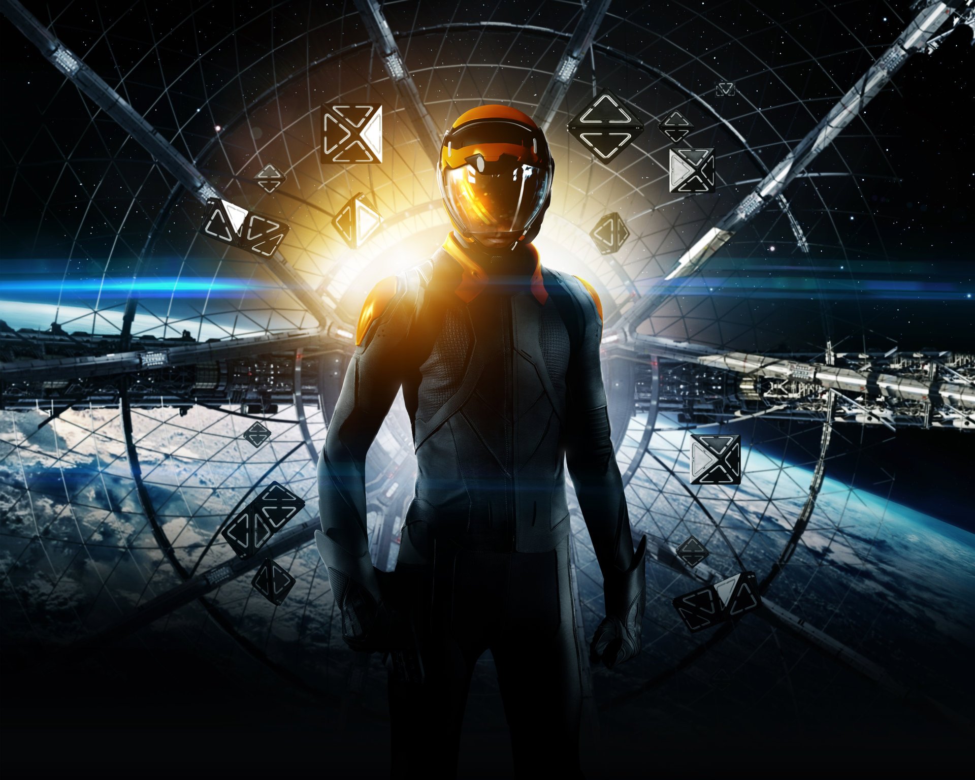 ender's game enders game ender's enders game summit entertainment lionsgate action adventure sci-fi fantasy butterfield ender wiggin harrison ford sun battleship ship earth sky space galaxy cloud fly
