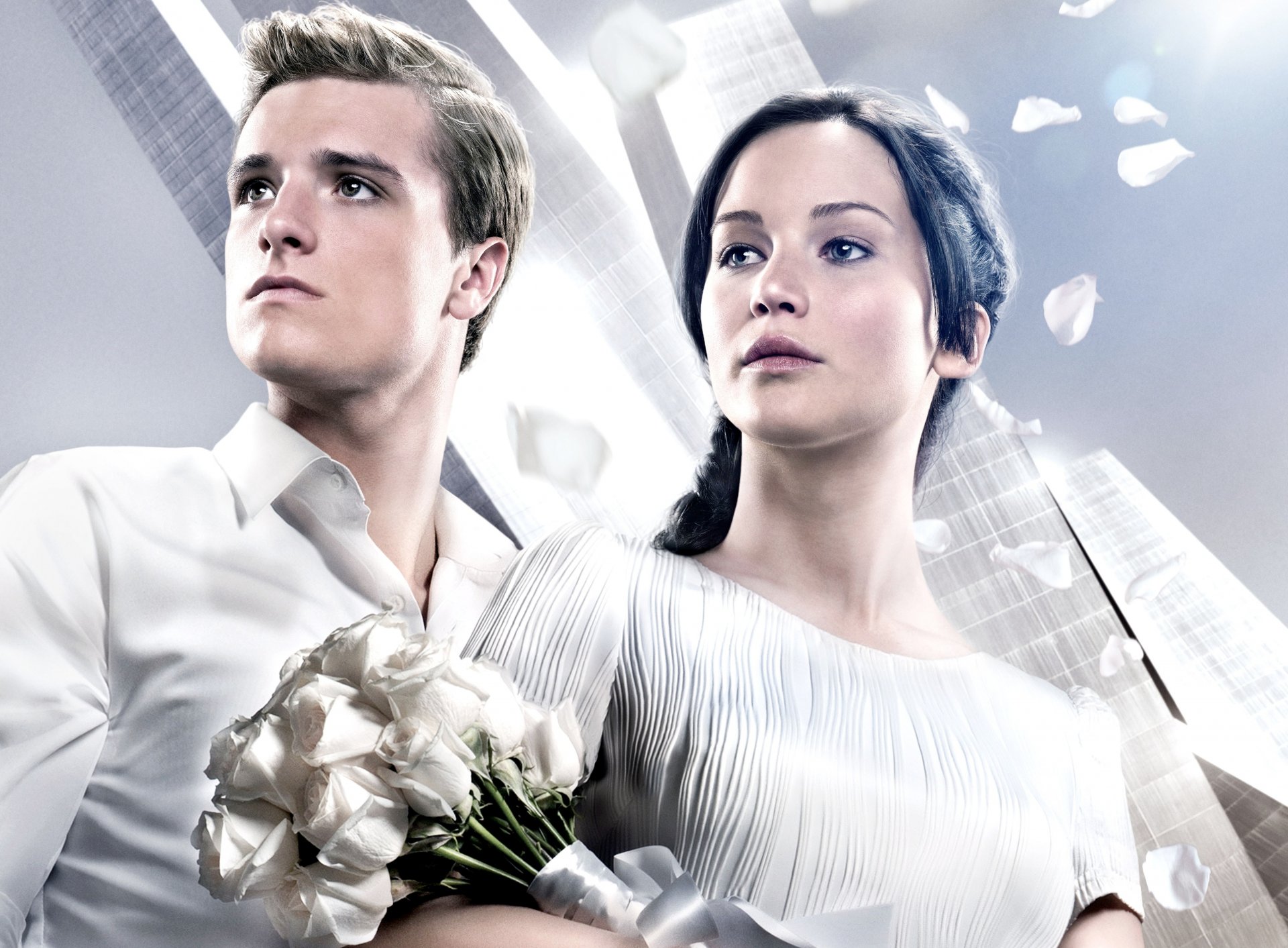 the hunger games catching fire film actress jennifer lawrence katniss everdeen actor josh hutcherson peeta mellark girl guy roses