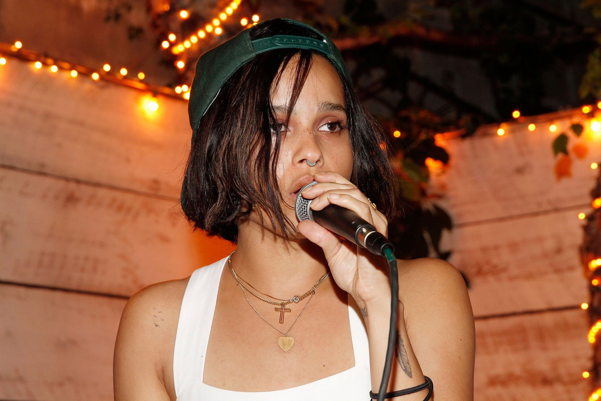 zoe kravitz zoë isabella kravitz singer microphone summer camp party