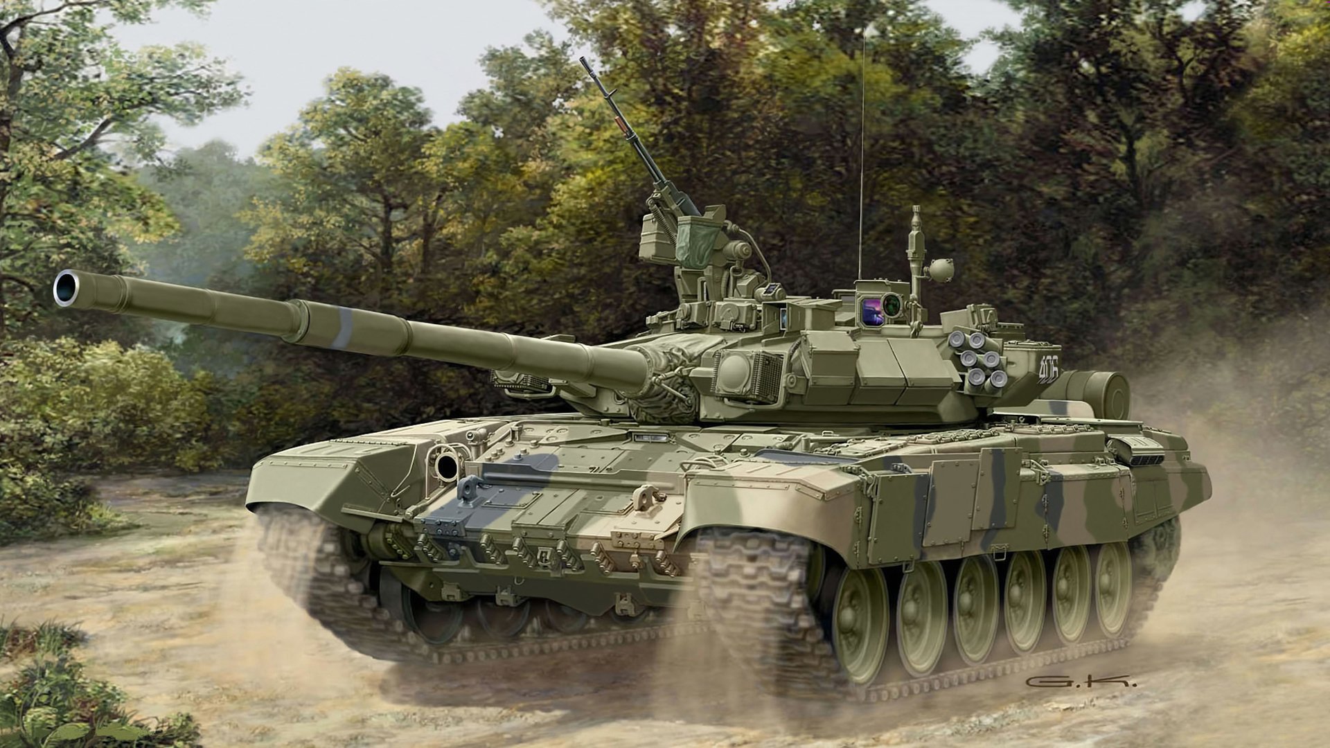 art tank t-90 russia mbt gauge gun 125 mm machine guns 1x 7 mm nsvt and cord 62 mm fct advances to the original position polygon doctrine g.klawek.