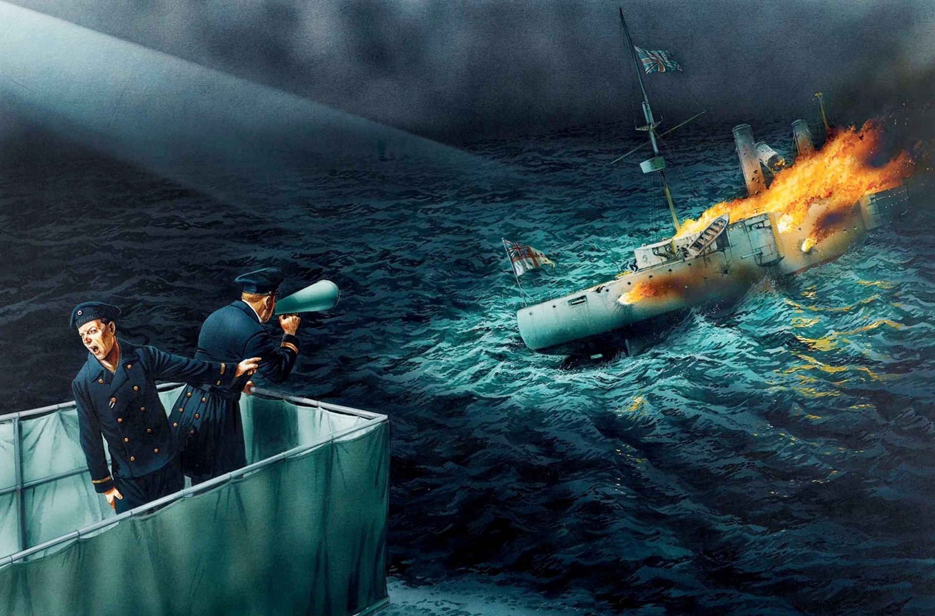 art battle at the port of coronel chile flame fire smoke death of the british armored cruiser