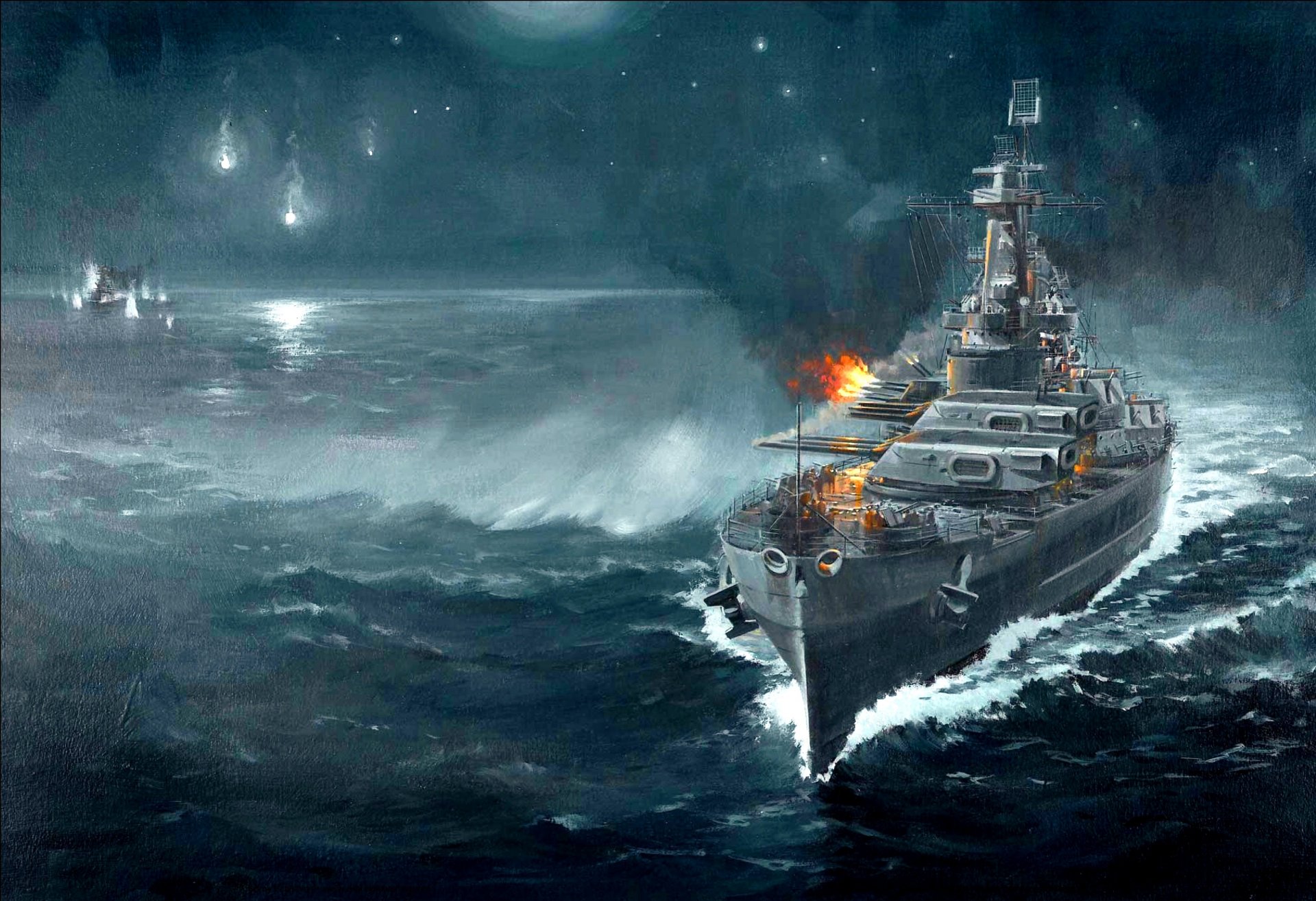 art guadalcanal night november 141942 sea battle is an american battleship