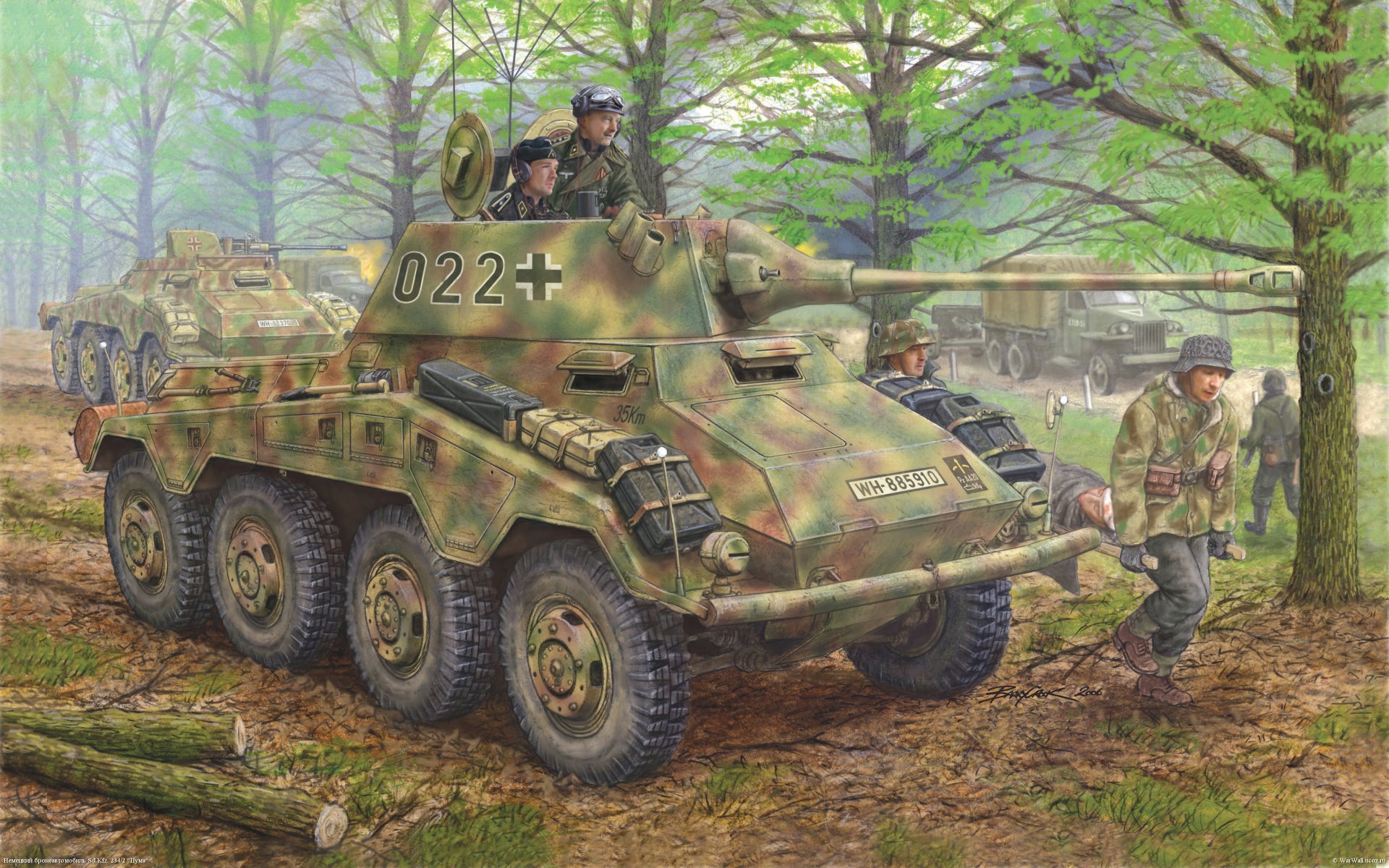 art sd.kfz 234/2 puma german heavy armored car to completely closed tower develops light tank