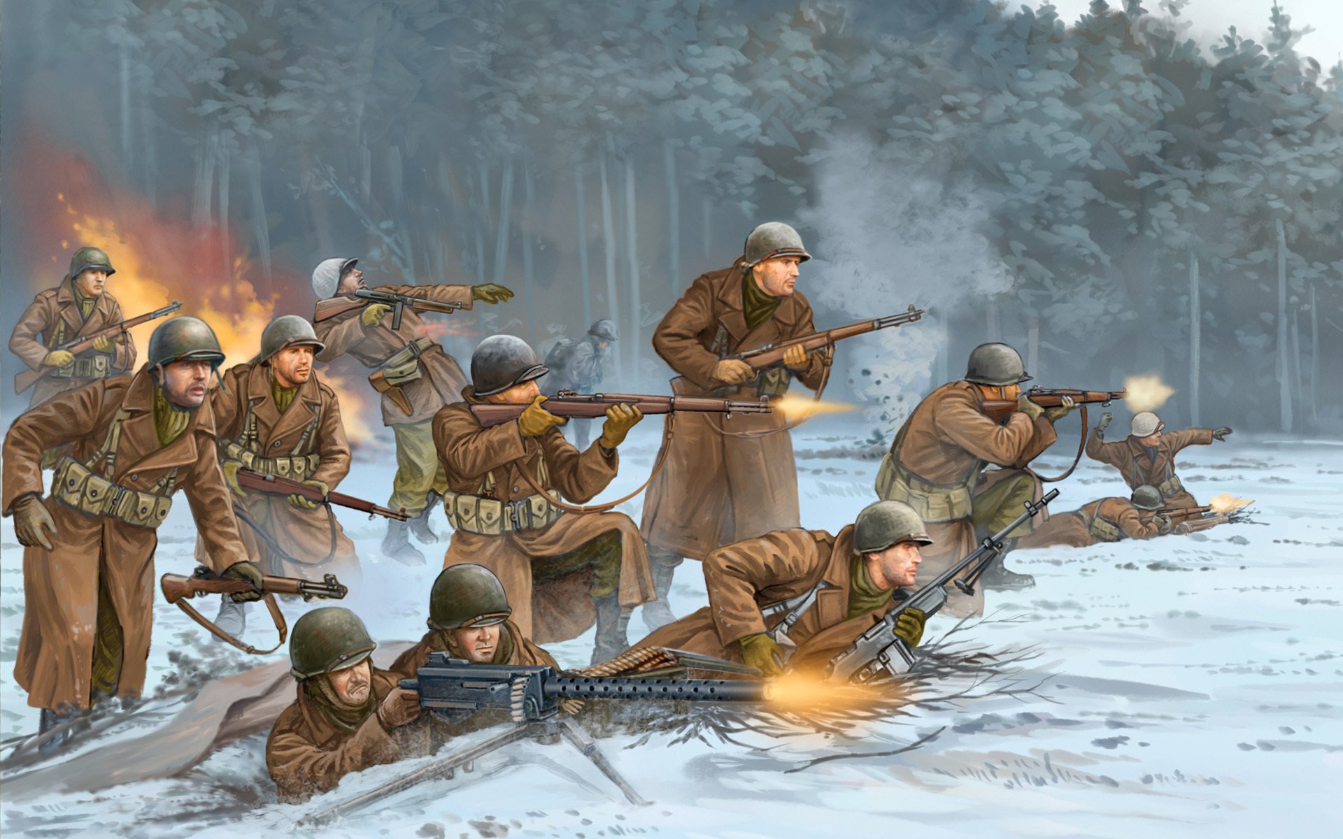 art men 101st airborne division 101 - i air landing united states ardennes belgium 1944 battle of the bulge flames of war the world war ii miniatures game ww2.