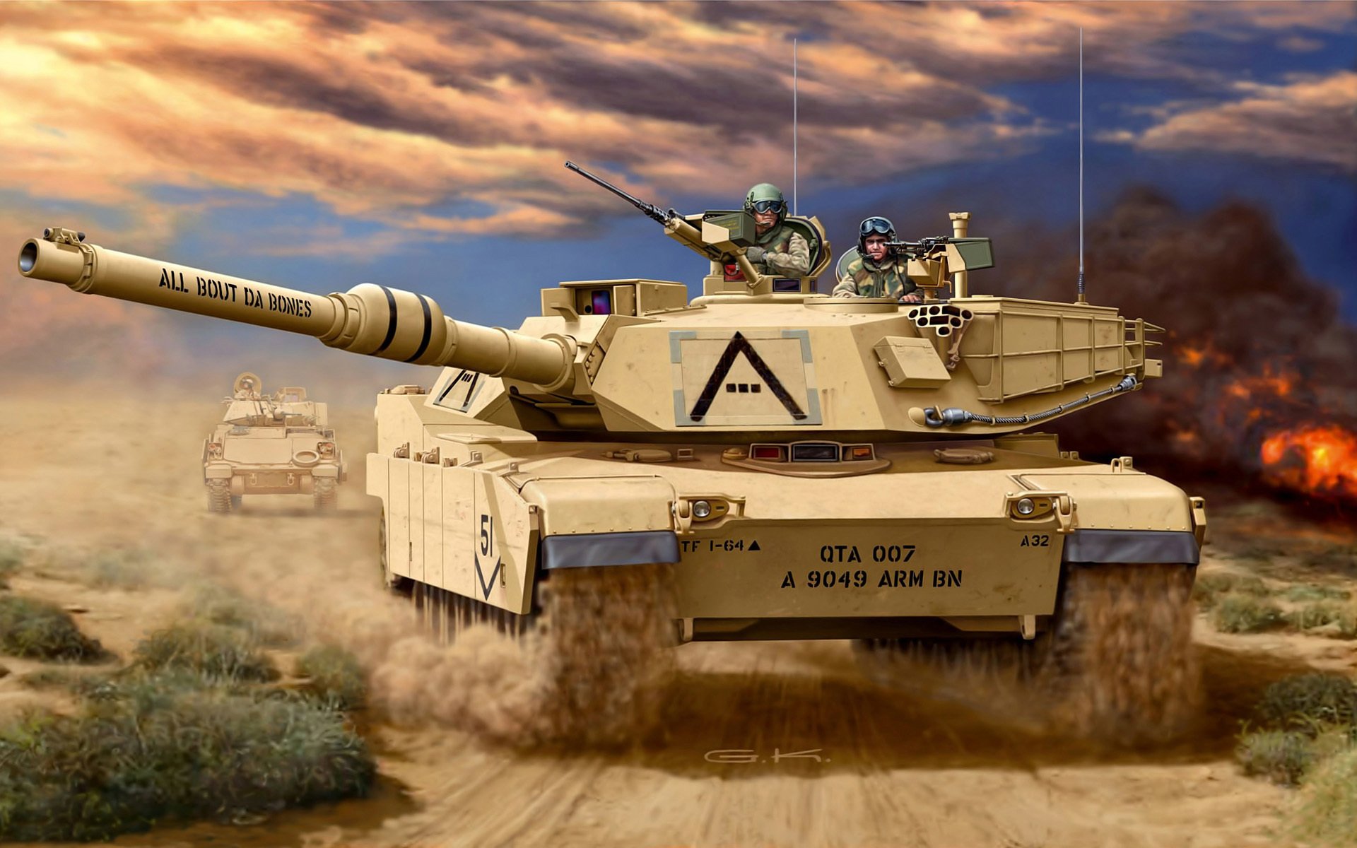art tank m1 a1h1 abrams american main battle standard is available to 1980 . crew 4 people gauge gun 105 mm . is arms army and maritime corps united states egypt saudi arabia kuwait iraq and australia
