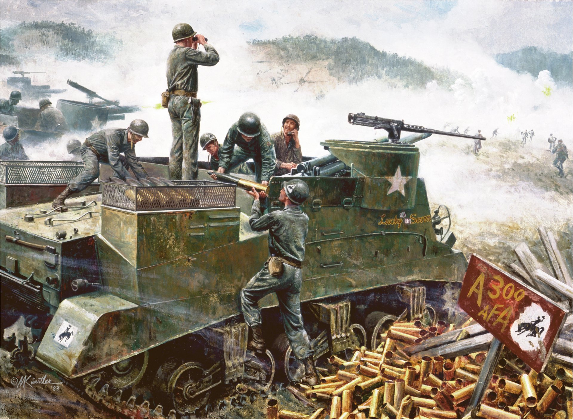 art hongchon south korea may 181951 m7 priest american self-propelled - gun mount firing position picture m.kunstler.