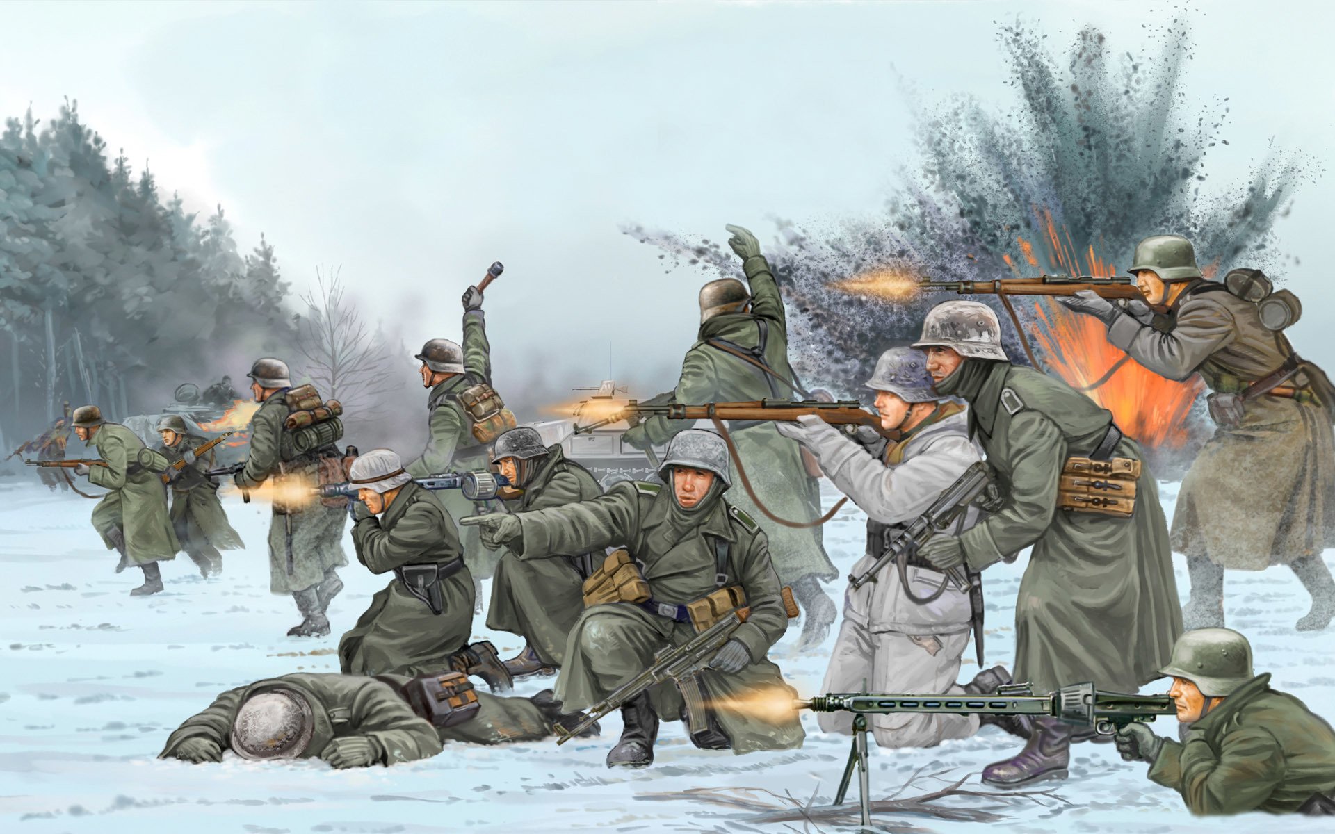 art men the germans lead battle to allied troops ardennes belgium 1944 battle of the bulge flames of war the world war ii miniatures game ww2.