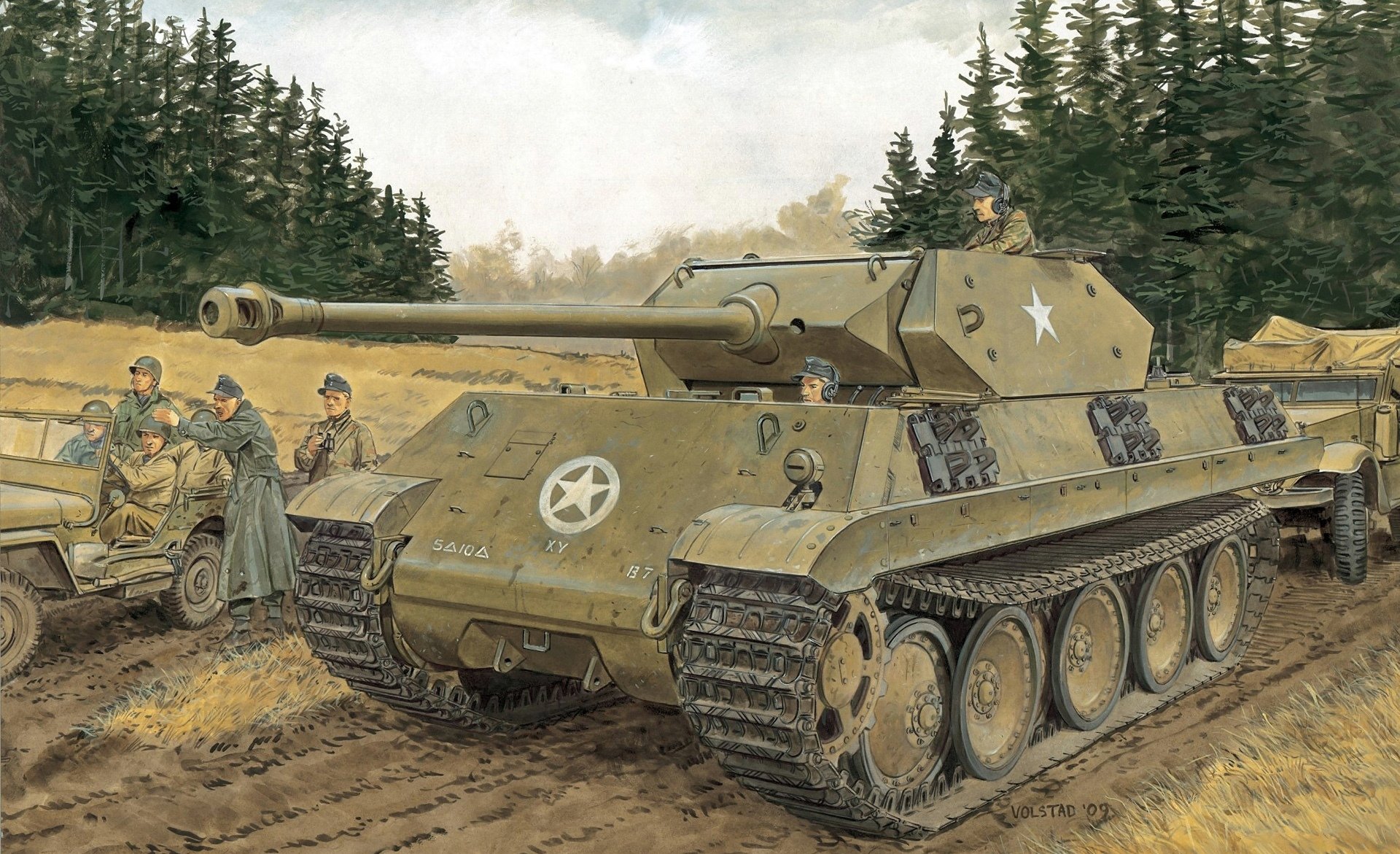 picture german medium- heavy tank panzerkampfwagen v pzkpfw v sd.kfz. 171 ausführung g ausf. g modified panther m10 ersatz m10 idea nebezizvestny obersturmbannfuehrer ss otto skorzeny plan wacht am rh