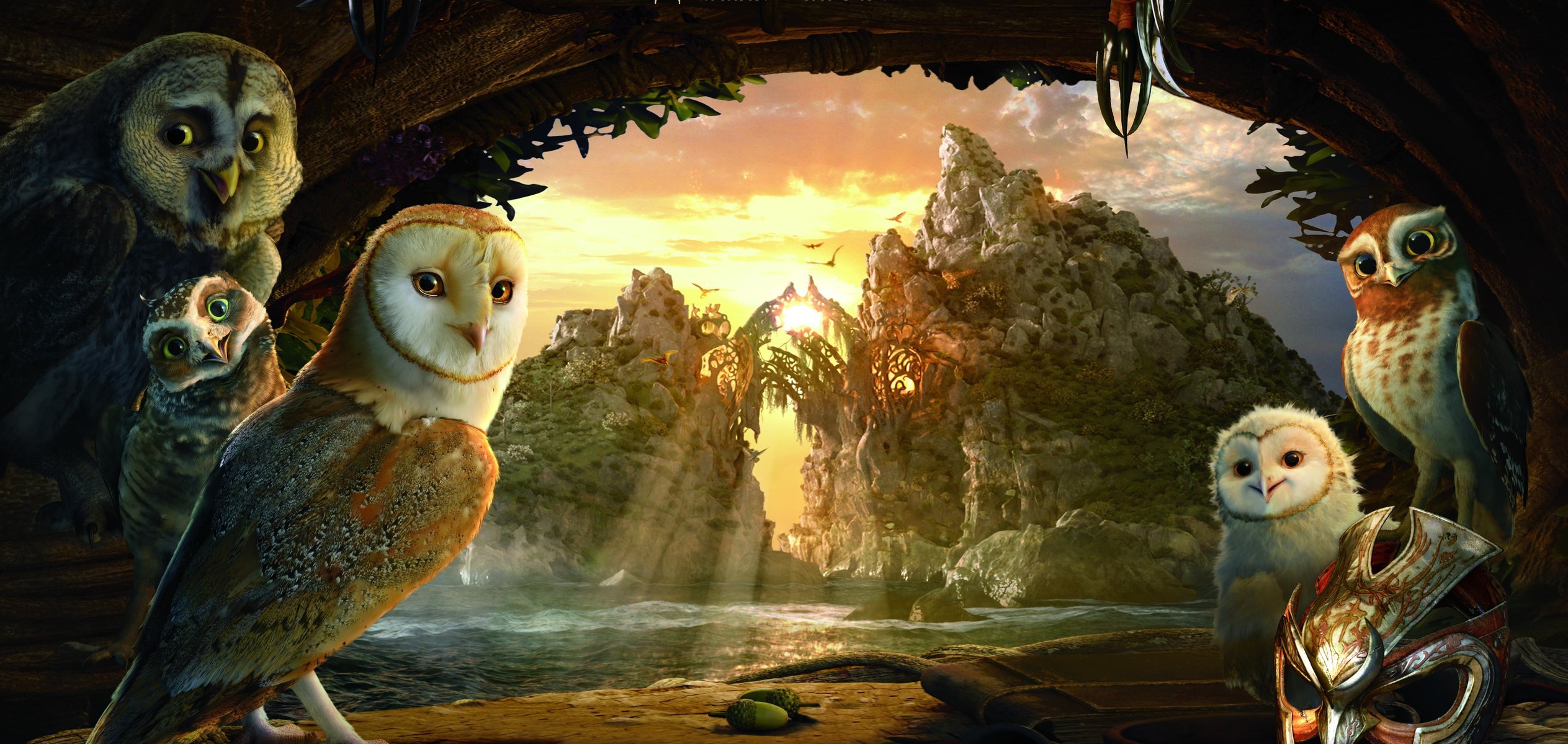the legend of the guardians the owls of ga'hoole 3 d movie beautiful wallpapers cartoon legend of the guardians: the owls of ga'hoole beautiful birds owl mask sunset river night mountain rock tree sky