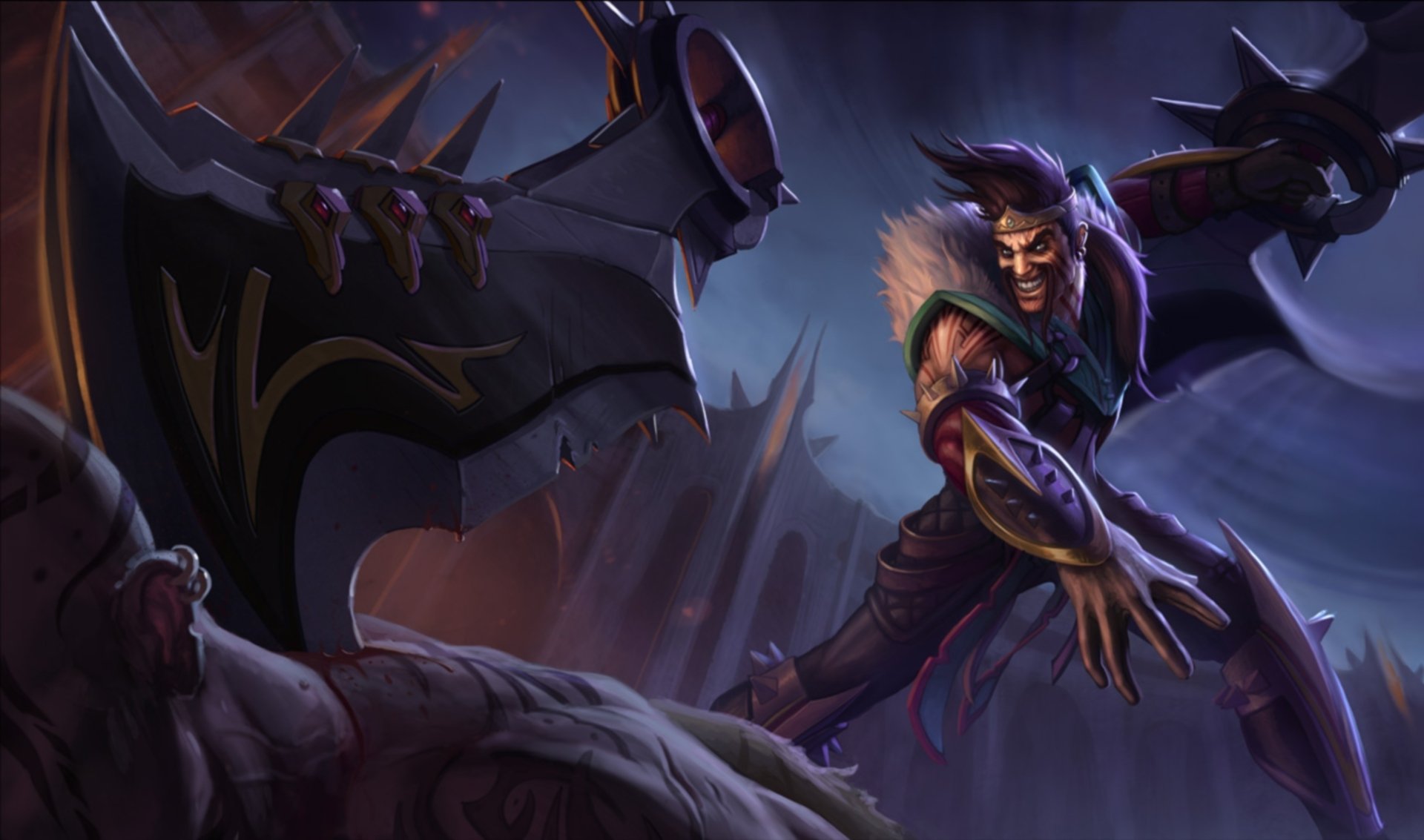 lol league of legends axe armour formidable face men noksianets noxus fight corpse laughter wall sky blood power draven the glorious executioner revealed! delightful executioner dreyven