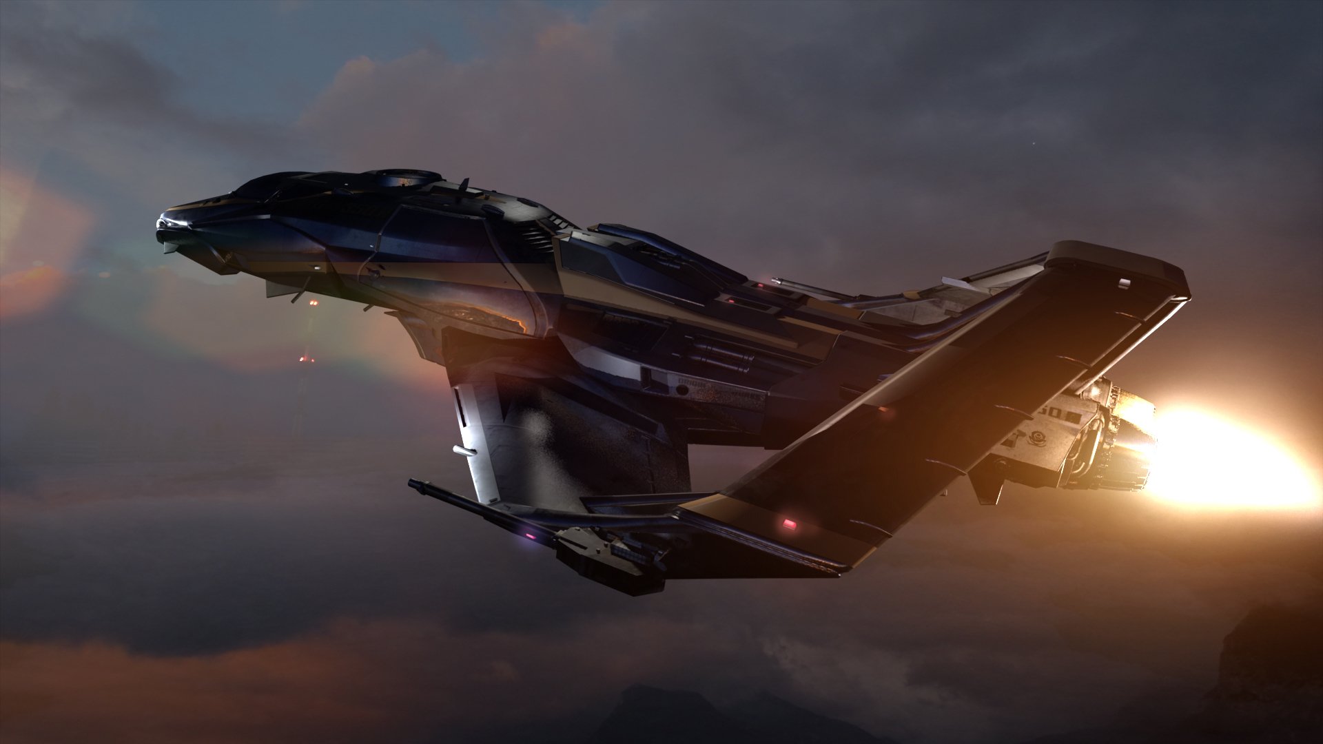 star citizen game wallpapers space spaceship fighter origin 300i ship origin 300 sky sunset clouds