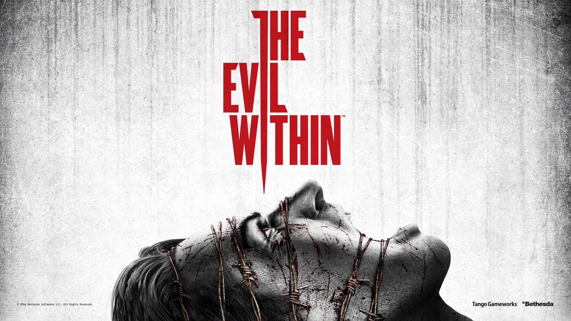 the evil within men cry pain barbed wire scars hair logo tango gameworks bethesda softworks