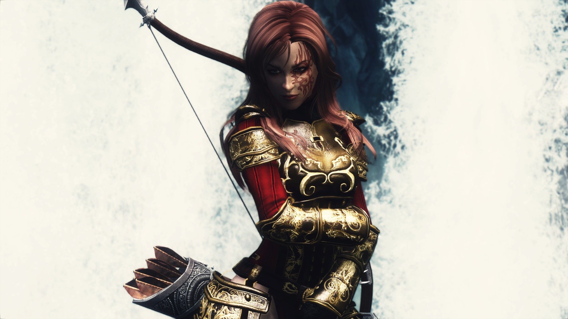 the elder scrolls v skyrim game girl armour boom white background