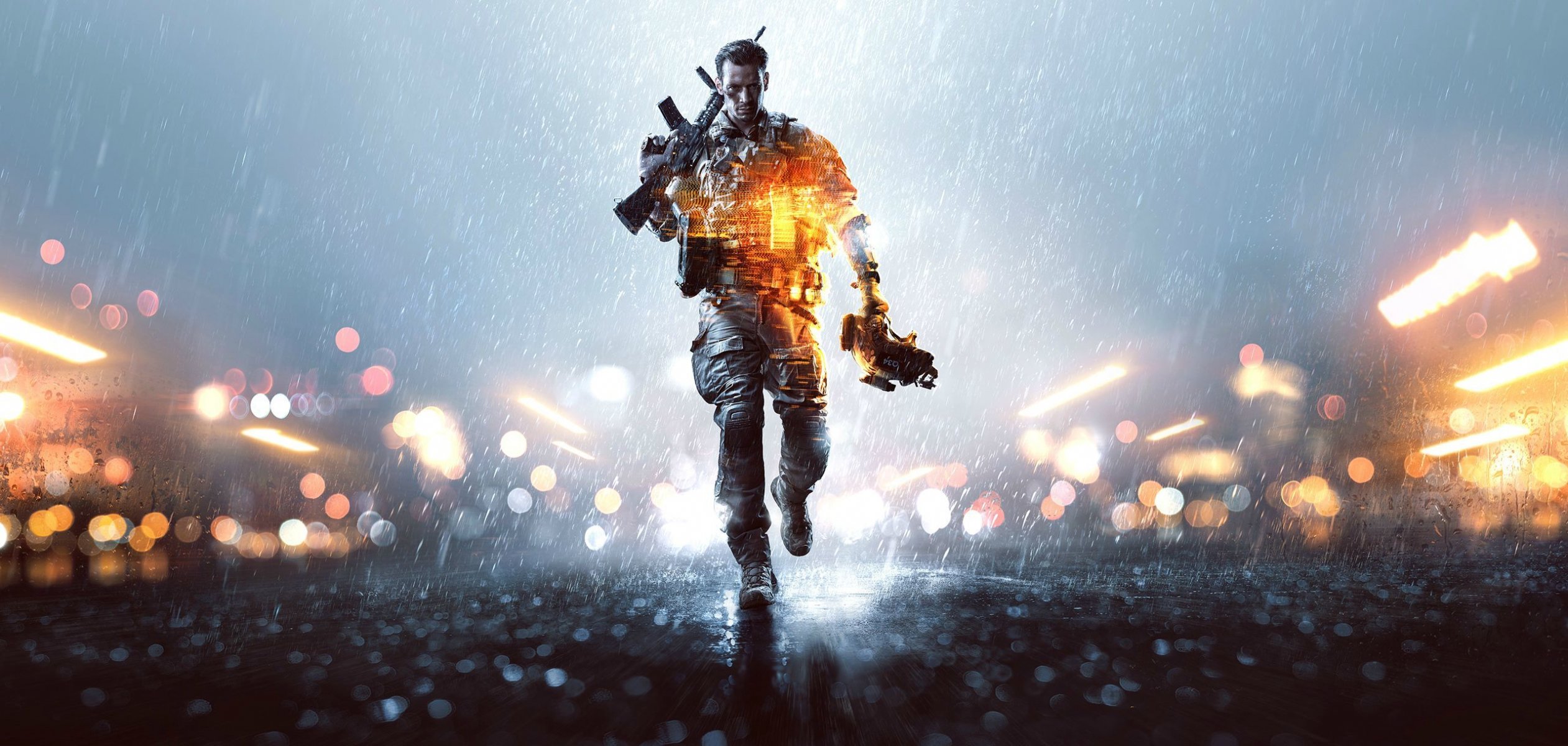 battlefield 4 bf4 men walking weapon rain industrial complex body armor helmet lights ea digital illusions ce electronic arts dice